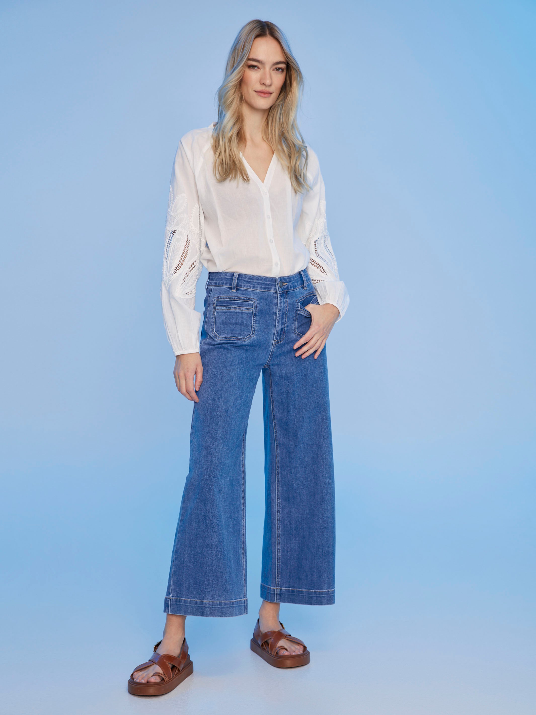 Stylish White Cotton Button Front Blouse with Elegant Embroidery - Perfect for Office Wear & Casual Outings