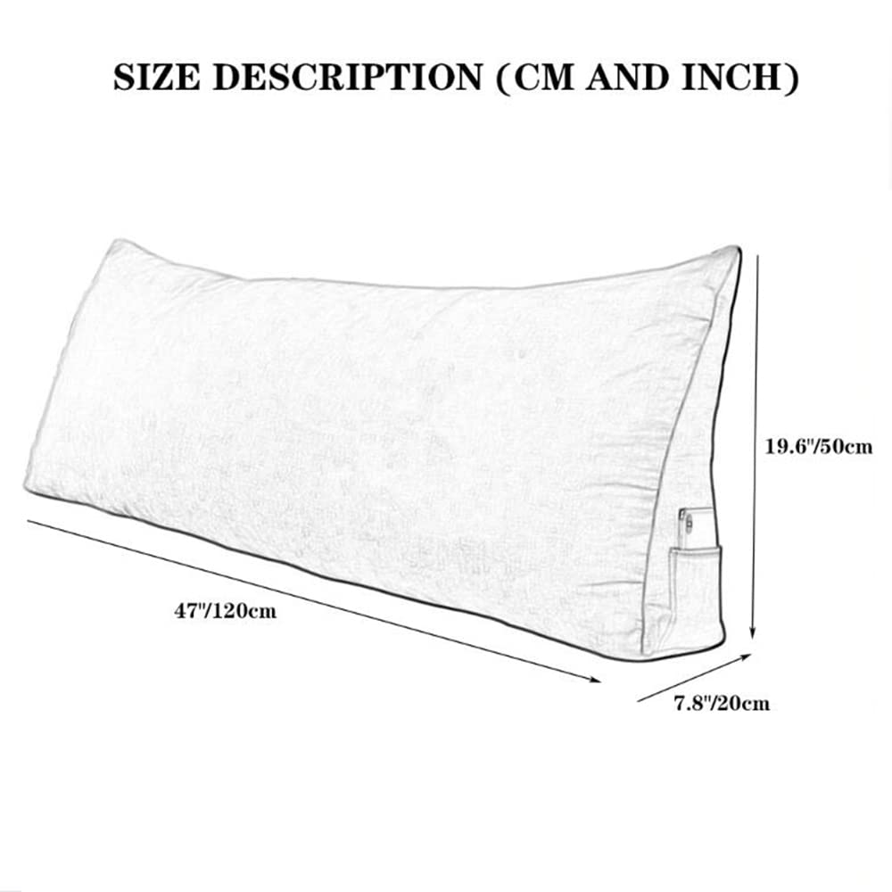 Triangular Headboard Pillow - Soft Large Wedge Cushion for Reading & Back Support (47