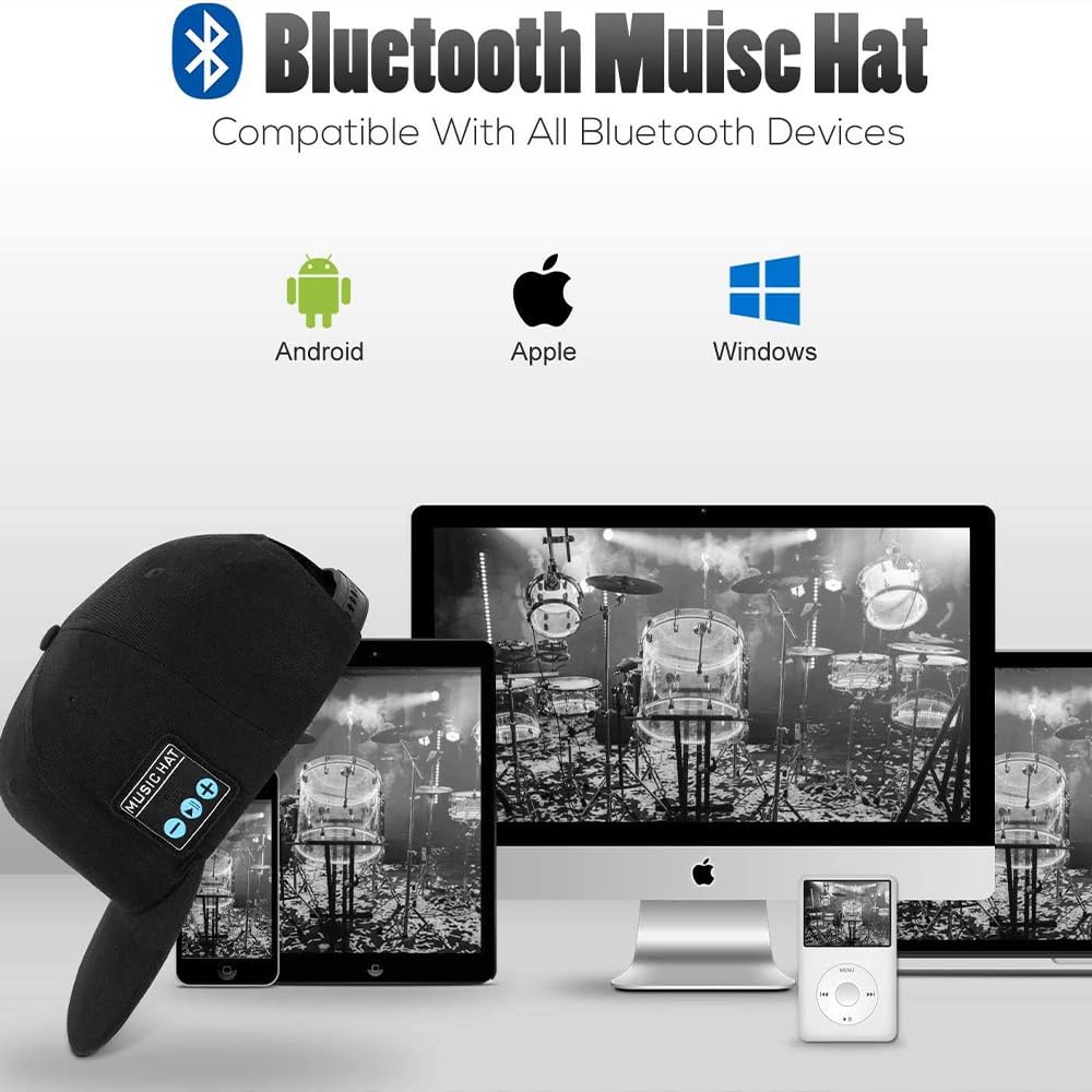EDYELL 2 Pack Bluetooth Speaker Hats - Wireless Adjustable Music Baseball Cap for Men & Women - Perfect for Outdoor Sports, Running, Hiking & Gifts