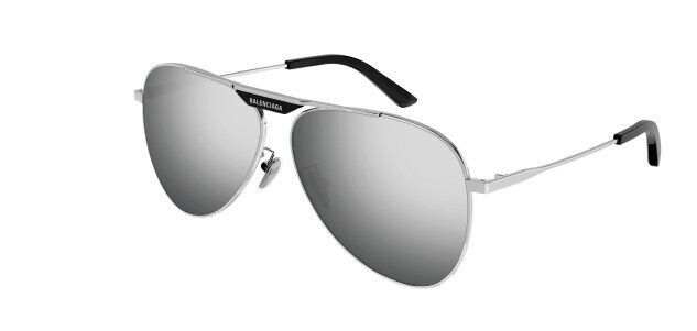 Balenciaga BB0244S 002 Silver Oval Unisex Sunglasses - UV Protection, Polarized Lenses for Men & Women - Perfect for Driving, Beach & Outdoor Activities