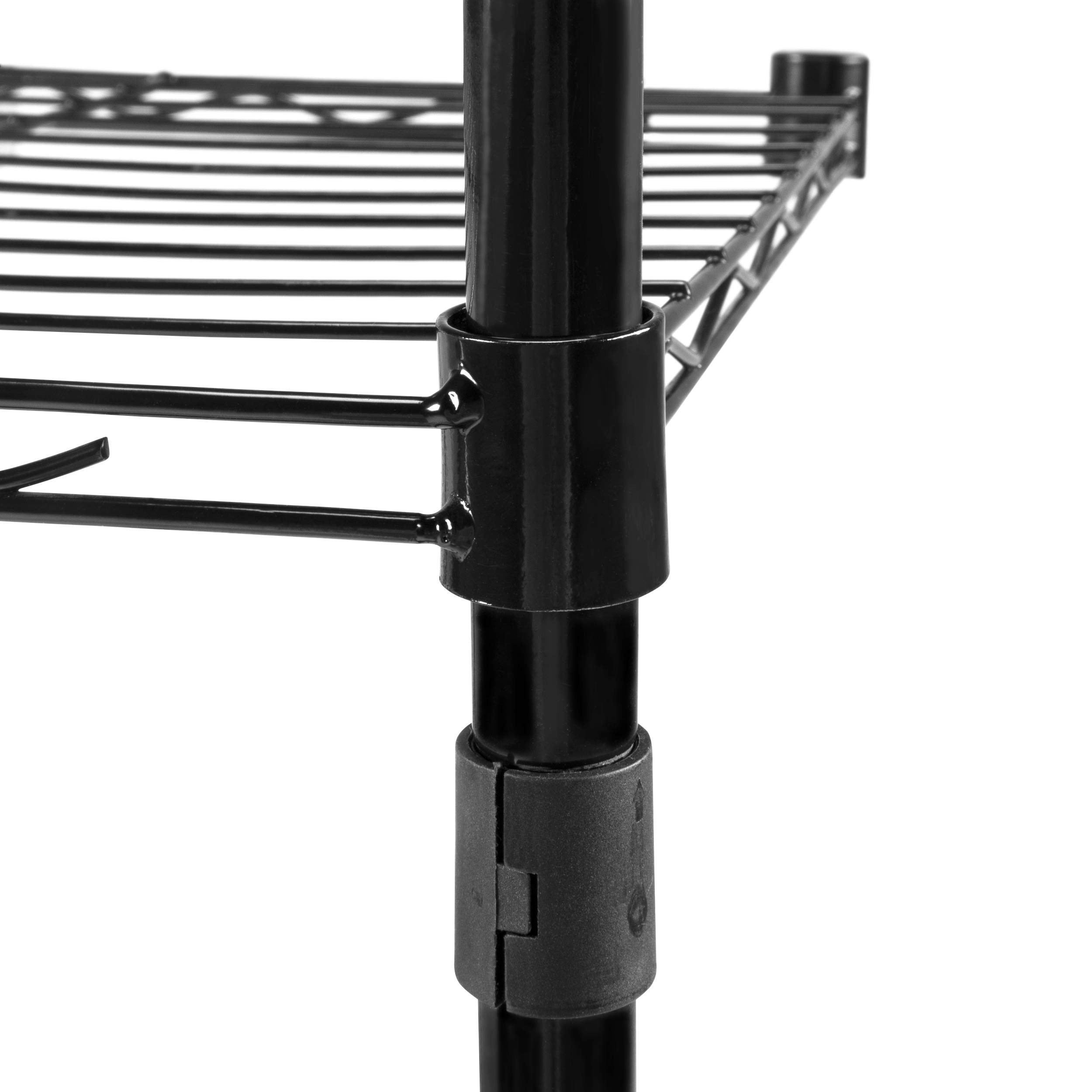 4-Tier Black Wire Shelving Unit - Heavy Duty Multi-Purpose Metal Storage Rack for Kitchen, Garage, Pantry & Closet Organization