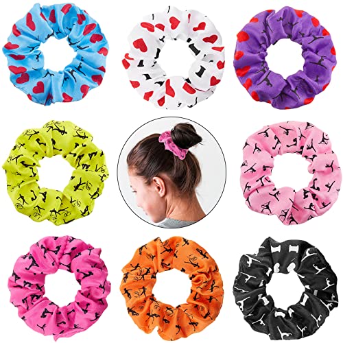 8-Piece Velvet Gymnastics Hair Scrunchies - Soft Hair Elastics & Ties for Women & Girls - Assorted Colors - Perfect for Sports, Dance, Workouts & Everyday Use