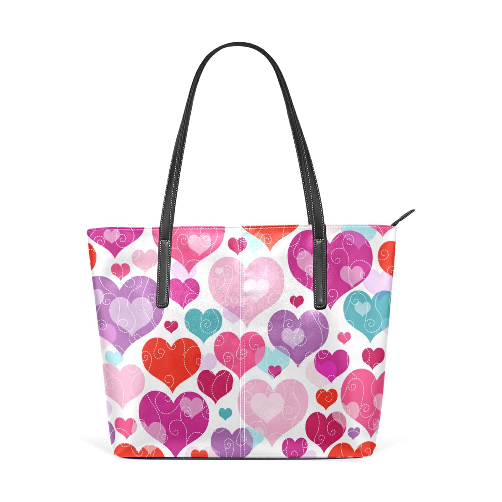Senya Colorful Hearts Leather Handbag for Women - Stylish Crossbody Shoulder Bag & Tote Satchel - Perfect for Work, Travel, and Everyday Use