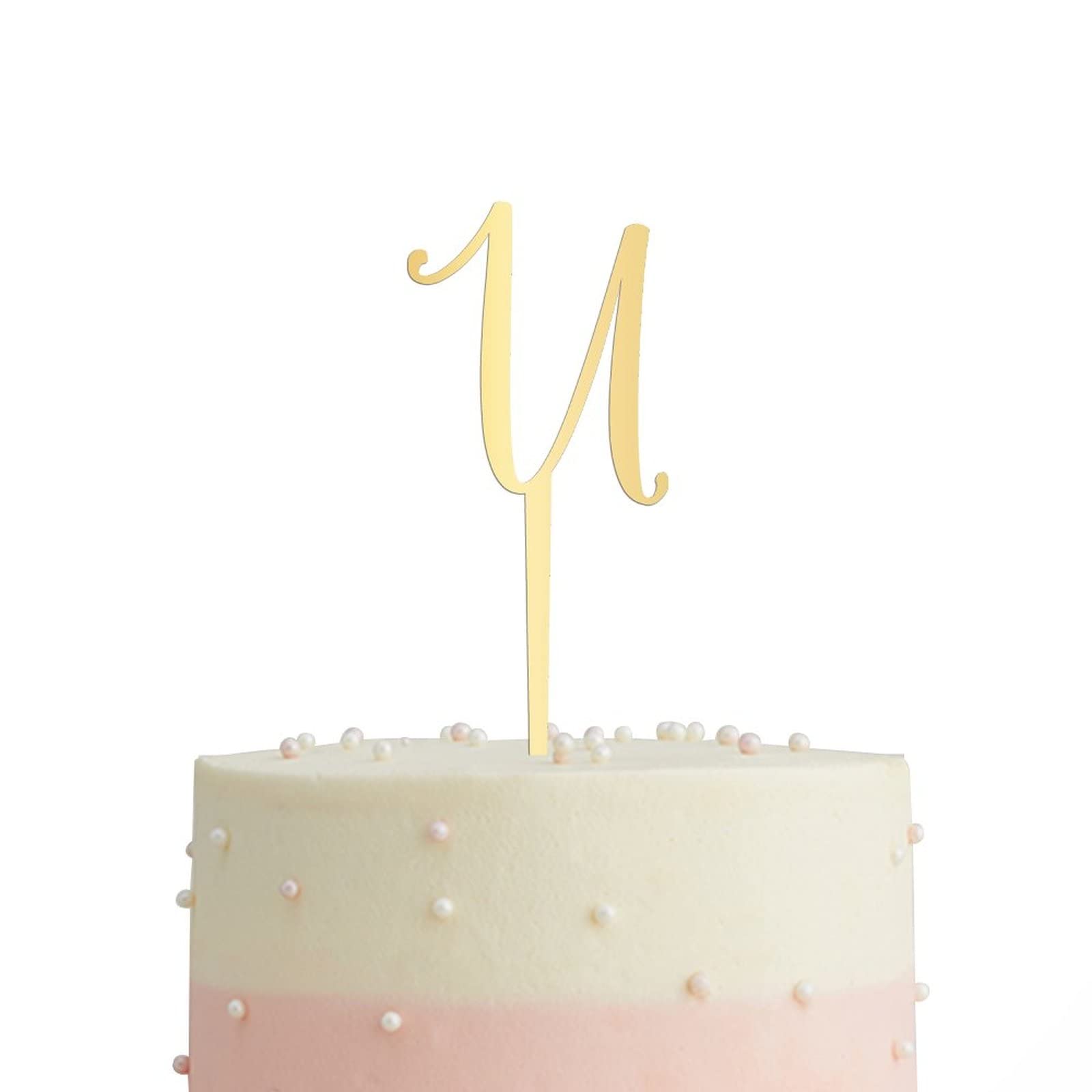 Gold Glitter Letter U Cake Topper - Personalized Acrylic Initial Cake Decor for Birthday Parties & Rustic Weddings | Perfect for Anniversary, Baby Shower, and Celebration Cakes