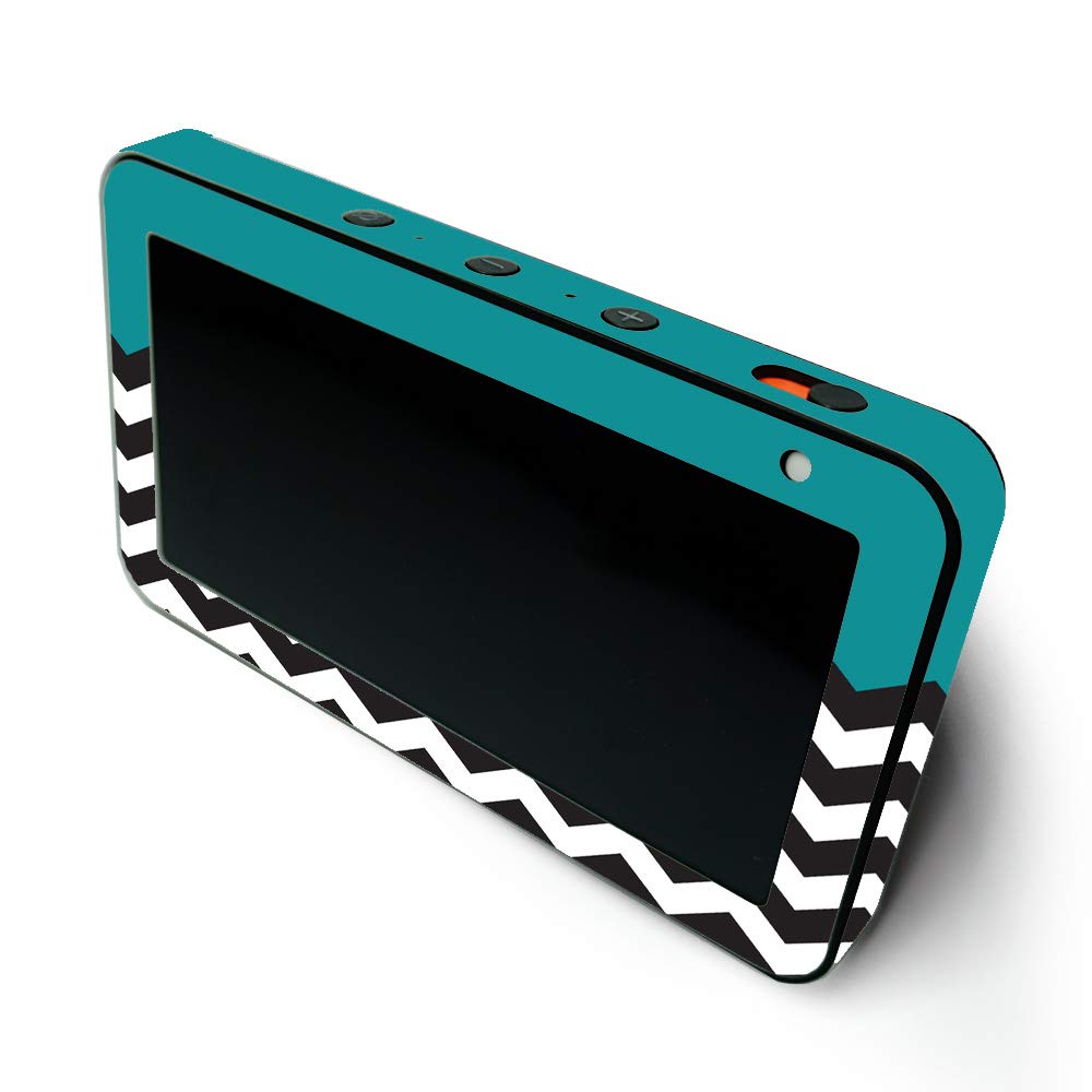 MightySkins Protective Vinyl Wrap Skin for Amazon Echo Show 5 (1st & 2nd Generation) - Teal Chevron Design | Easy to Apply & Remove | Made in USA | Customizable Decal Cover for Home & Office Decor