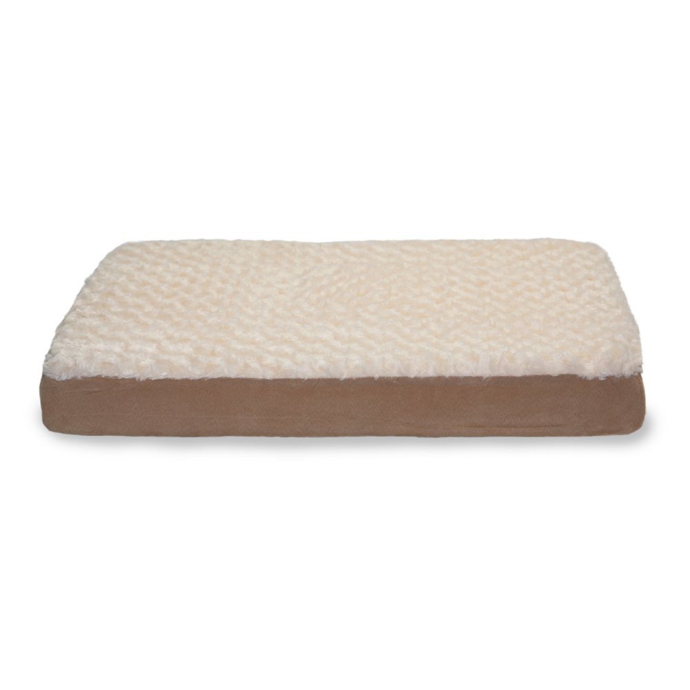 Furhaven Cooling Gel Dog Bed for Large & Medium Dogs - Removable Washable Cover, Supports Up to 55 lbs - Ultra Plush Faux Fur & Suede Mattress - Cream Color, Large Size - Perfect for Hot Weather & Indoor Comfort