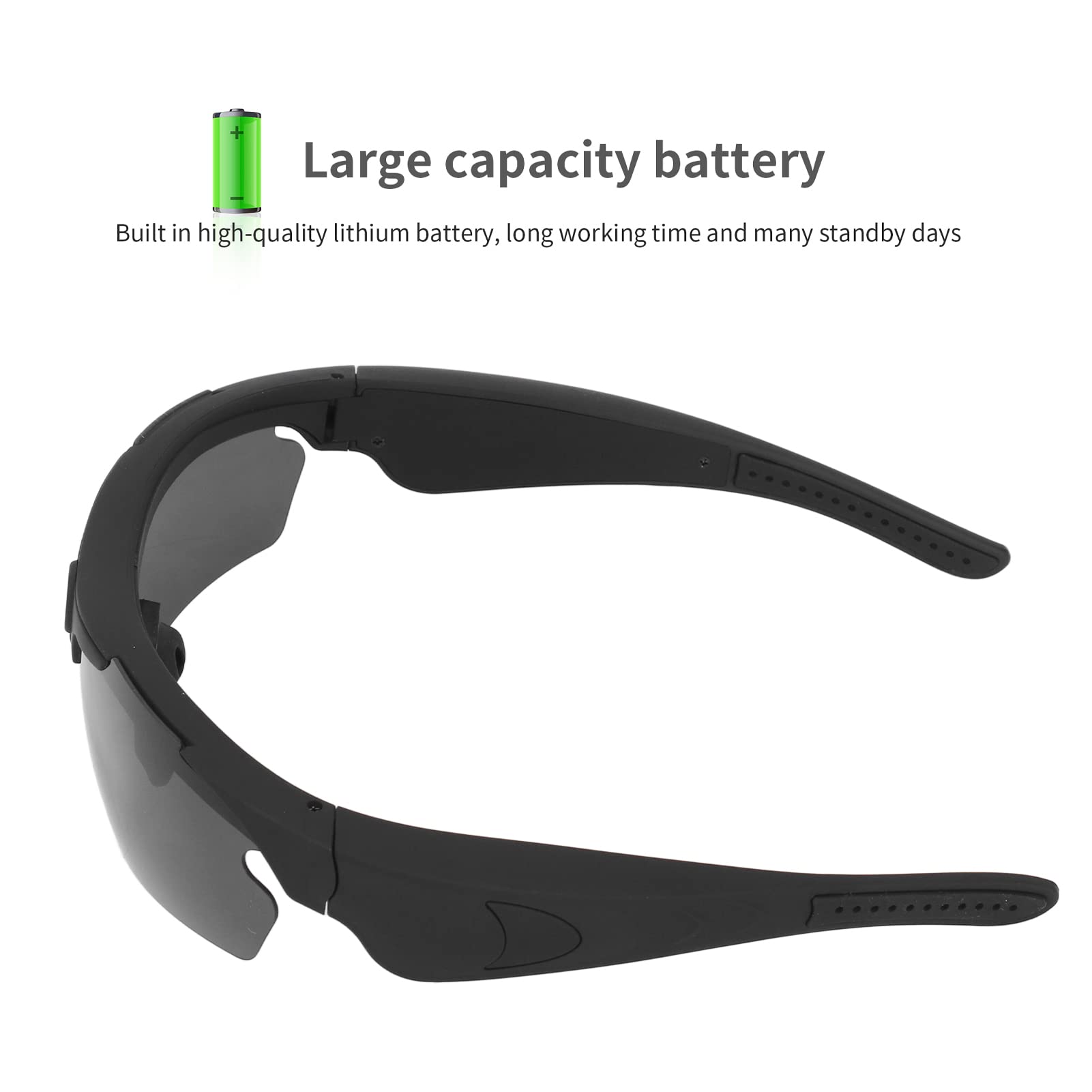 ASHATA 1080P HD Video Recording Camera Glasses - Full HD Sunglasses with 256GB Support for Cycling, Driving, Hiking, Fishing & Hunting | Perfect for Outdoor Adventures & Hands-Free Recording (Black)