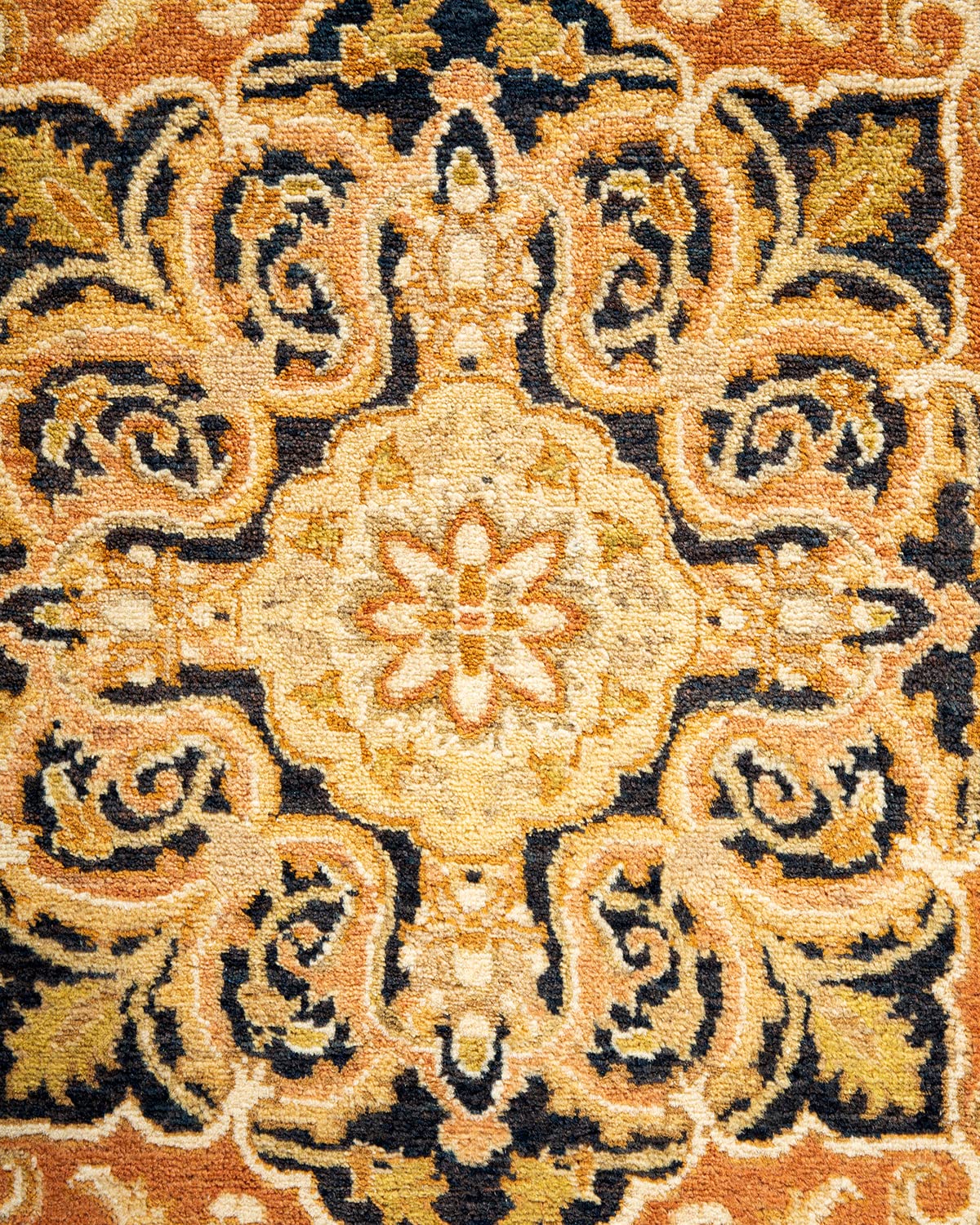 Handmade Wool Traditional Floral Mogul Brown 6x9 Area Rug - One of a Kind Hand Knotted Persian Rug for Living Room, Bedroom & Home Decor