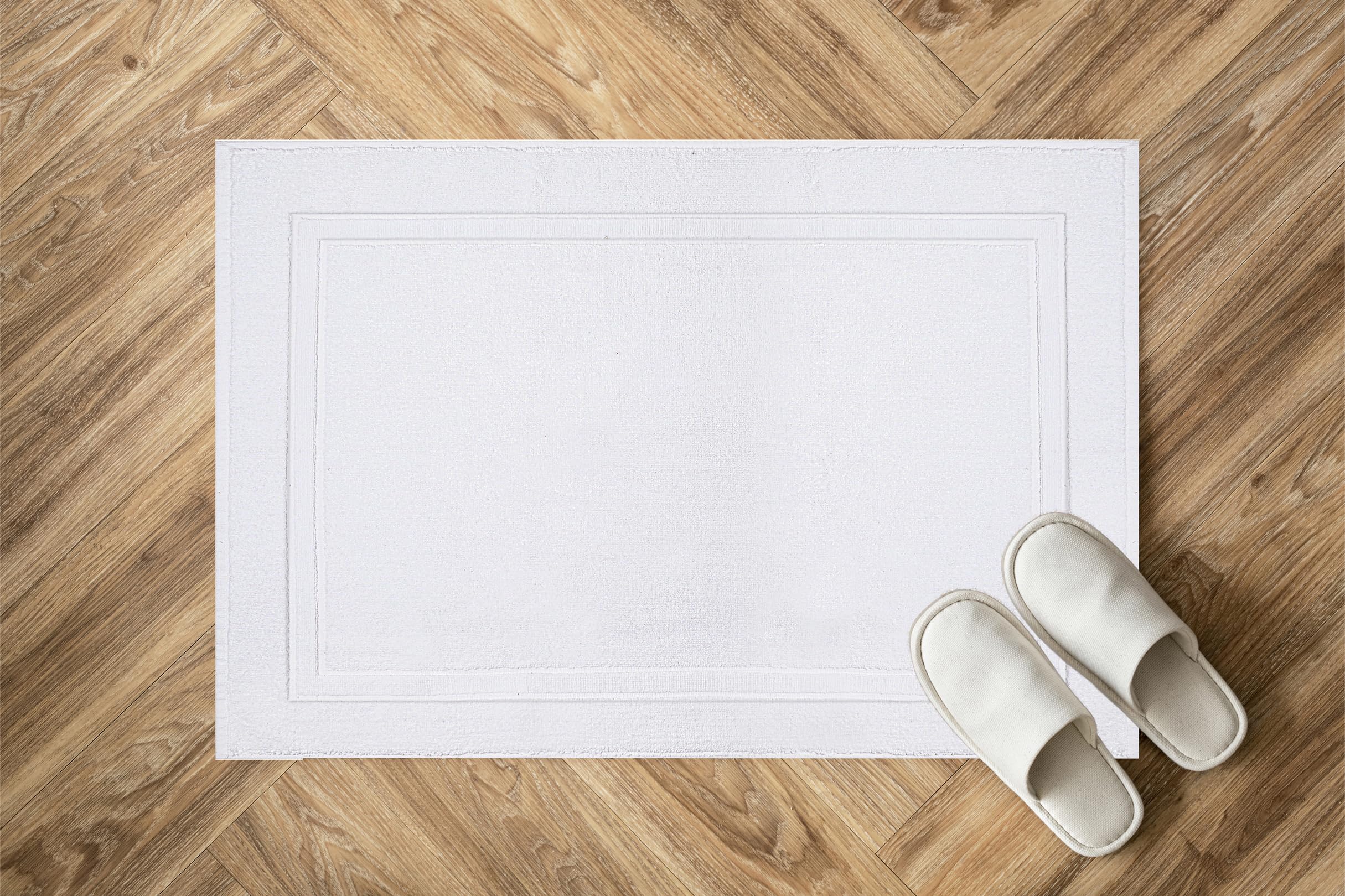 Luxury Cotton Bath Mats 2-Pack, 34x22 Inches - Super Absorbent Bathroom Towel Mats, Soft Floor Towels for Bath & Shower (Brilliant White) | Perfect for Spa-Like Bathroom Experience & Guest Bathrooms
