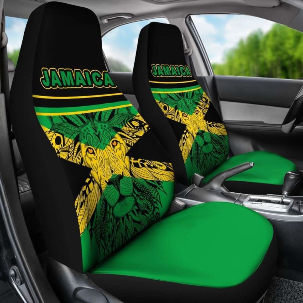 Premium Africa Zone Car Seat Covers - Jamaica Lion King Design - Durable & Stylish Car Accessories for SUVs, Trucks & Sedans - Perfect for Road Trips, Daily Commutes & Adventure Travel