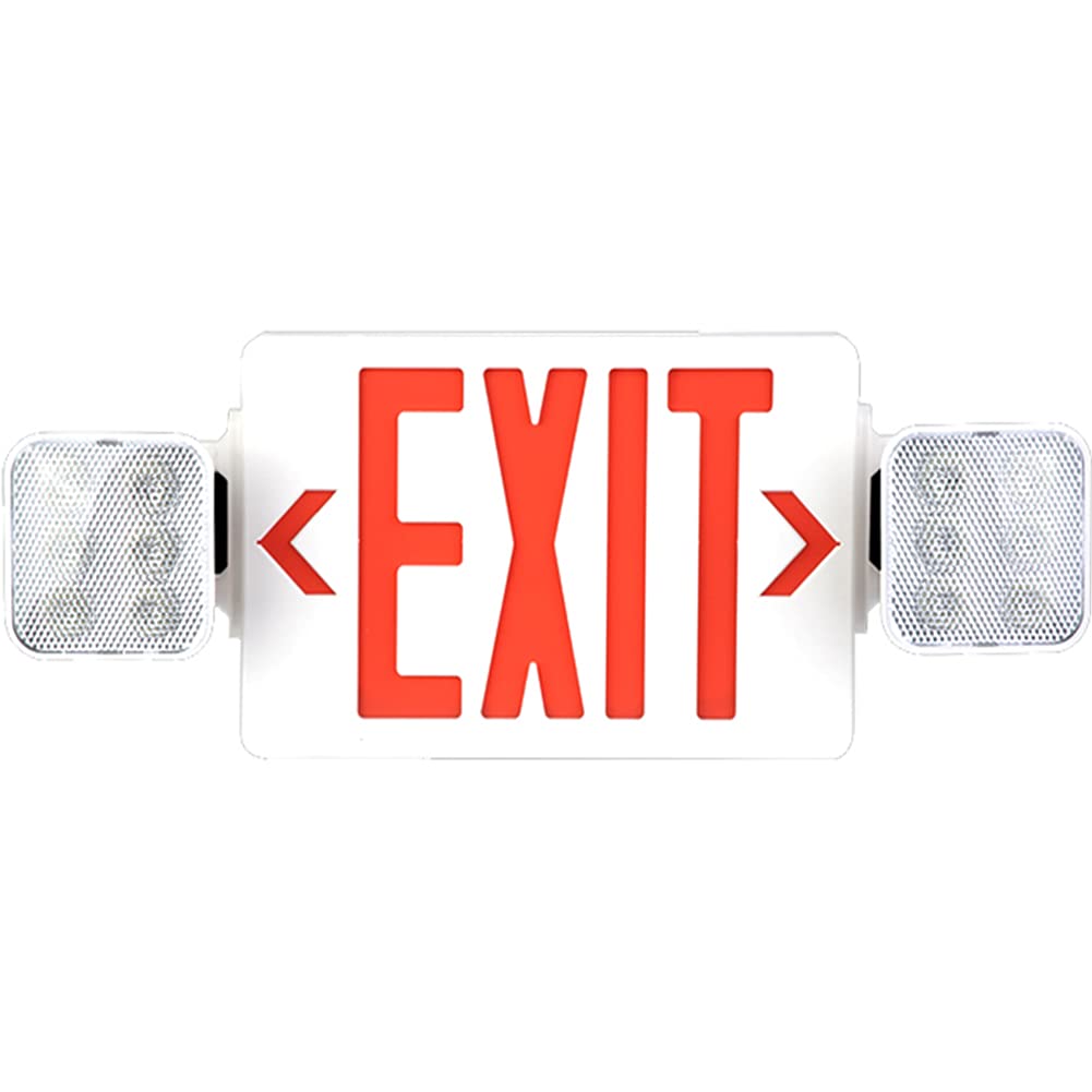 OSTEK Red LED Exit Sign Emergency Light - UL-Listed Fire Resistant ABS Dual Head Emergency Exit Lighting with 90 Min Battery Backup - Perfect for Offices, Schools, Hotels & Commercial Buildings