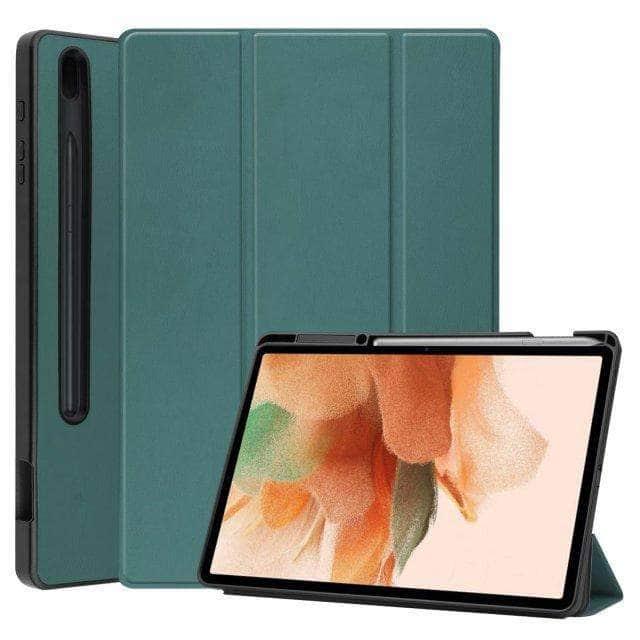 Samsung Galaxy Tab S7 Lite T730 T735 Ultra Tri-Fold Hard Shell Smart Cover Case - Protective Stand for Work, Study & Entertainment