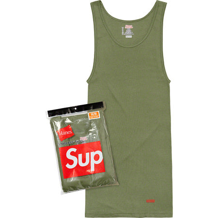 Supreme Hanes Tagless Tank Tops (3 Pack) - Olive Green Comfort Fit Undershirts for Men - Gym, Workout & Everyday Wear
