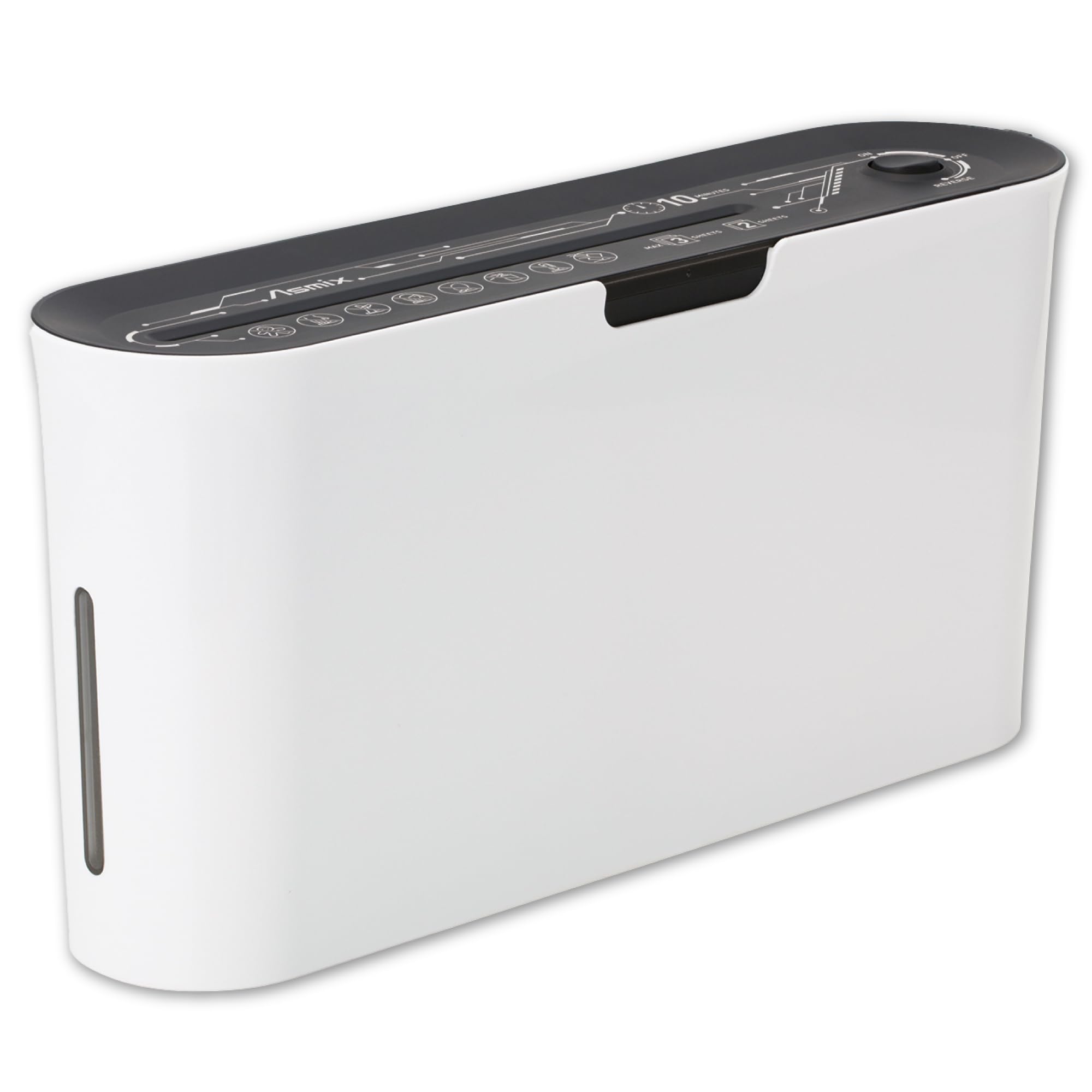 Asmix B08W Compact Cross Cut Paper Shredder for Home & Office - 2 Sheet Capacity, 10 Minute Run Time, White (14.7