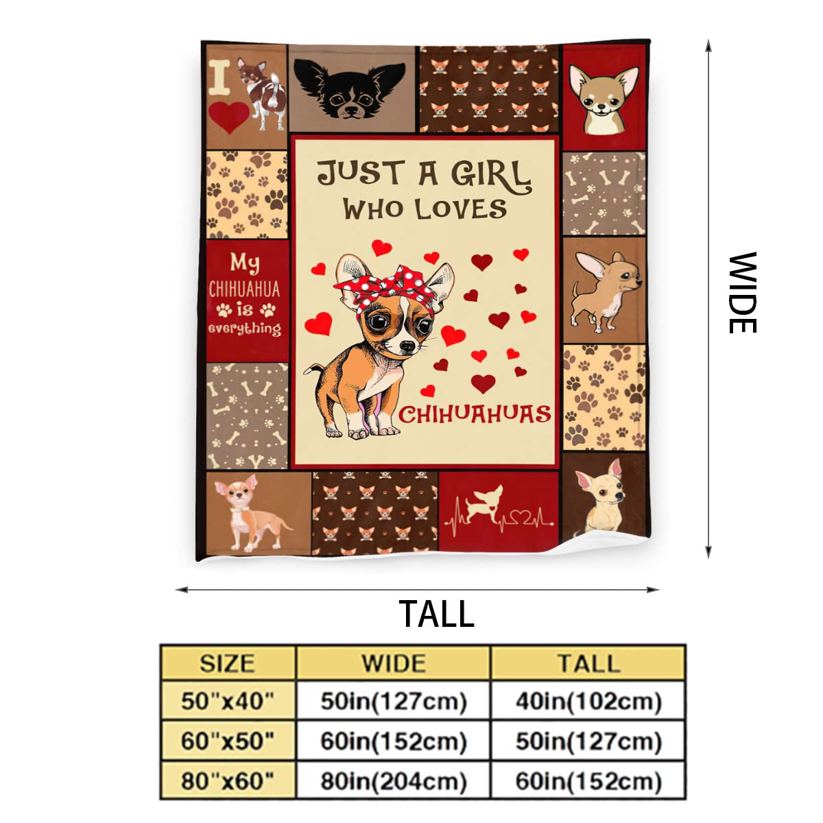 Chihuahua Lovers Fleece Blanket - Super Soft Plush Throw Blanket 40x50 Inches, Cute Dog Decor for Girls, Women & Kids - Perfect for Winter Bedding, Sofa, Couch & Gift Giving