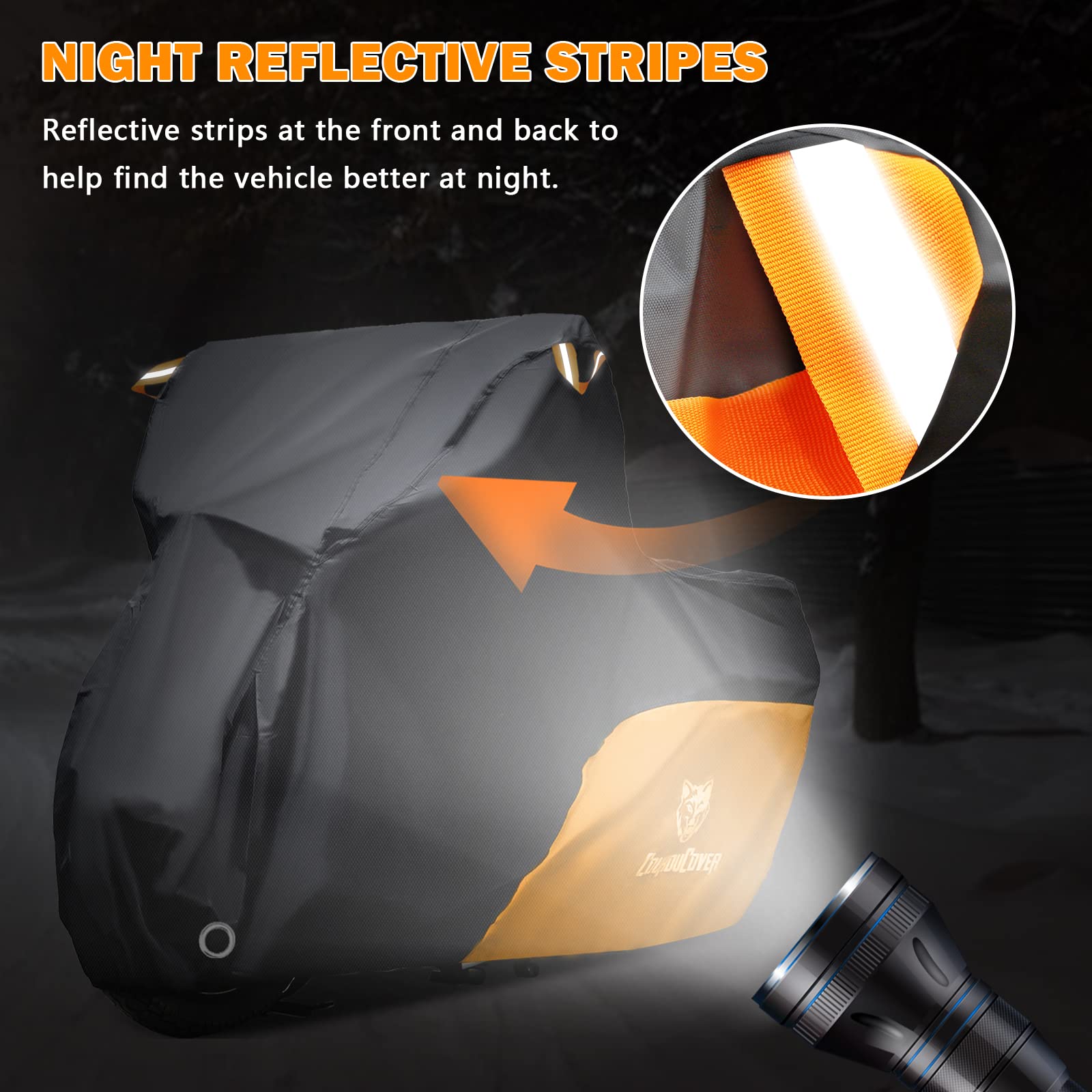 Heavy Duty Waterproof Motorcycle Cover for Outdoor Use - Fits Yamaha Honda Suzuki Kawasaki (XXL Black&Orange) - Ideal for Garage & Travel Protection