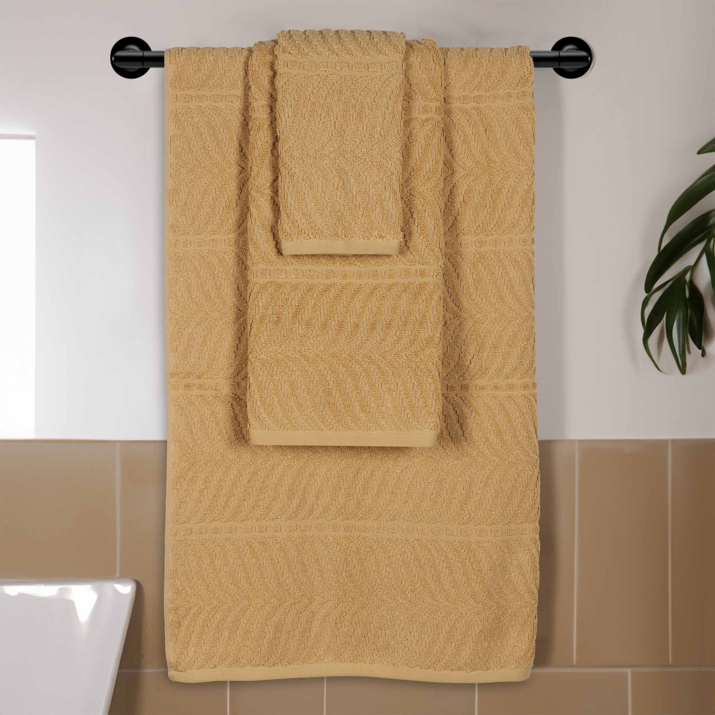 Premium Zero Twist Cotton Jacquard Chevron 3-Piece Bath Towel Set - Soft, Absorbent & Luxurious for Spa, Bathroom & Guest Use