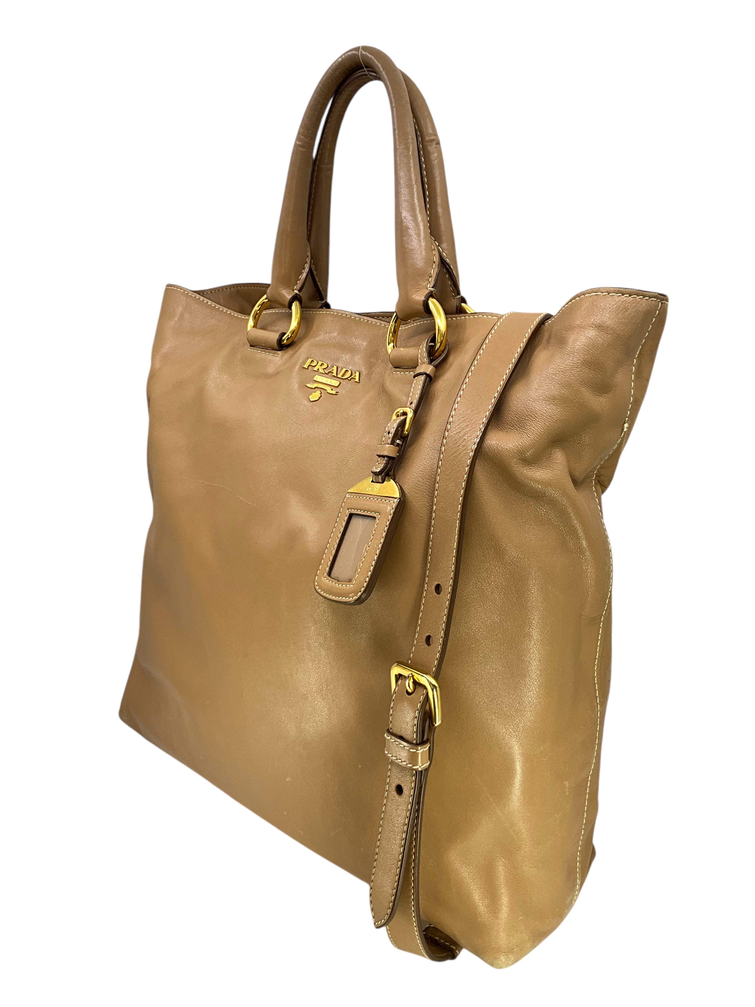 Prada Soft Calfskin Open Shopper Tote Bag - Luxury Leather Handbag for Women | Perfect for Work, Travel & Everyday Use