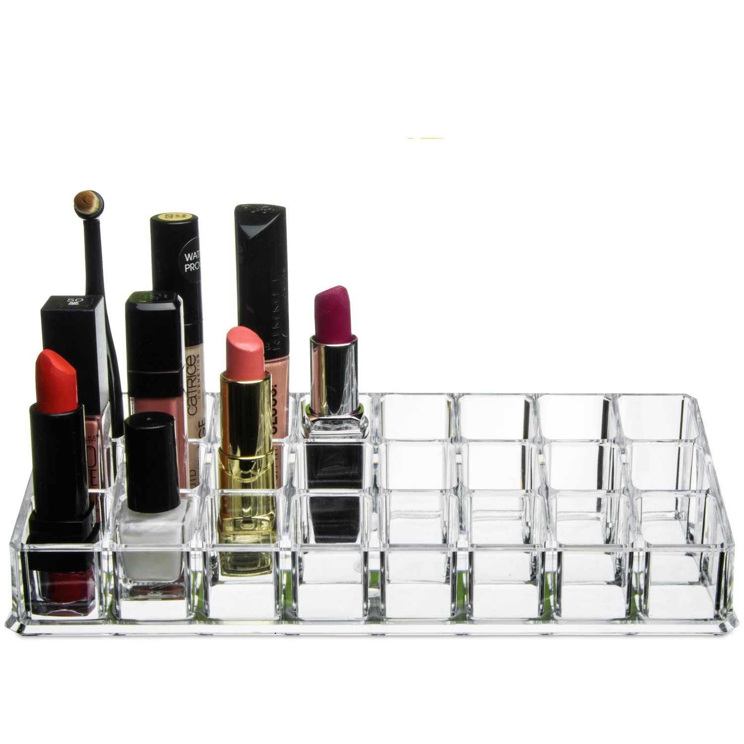 INOVERA 24-Slot Clear Makeup Organizer - Lipstick Storage Case for Cosmetics, Travel & Vanity (Pack of 1) | Perfect for Home, Salon & On-the-Go Beauty Organization