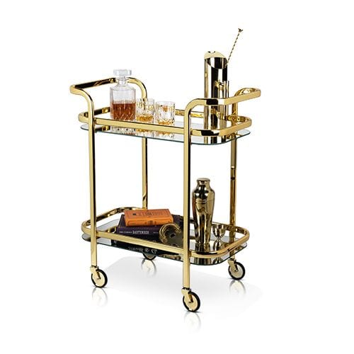 Belmont Bar Cart - Modern Rolling Bar Cart with Wheels for Living Room, Kitchen, or Outdoor Entertaining - Perfect for Cocktails, Wine, and Party Serving