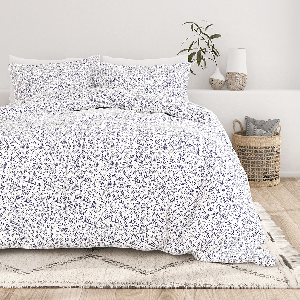 Vibrant Vines 3-Piece Duvet Cover Set - Queen Size Bedding with Pillow Shams - Bohemian Floral Pattern for Master Bedroom or Guest Room Decor