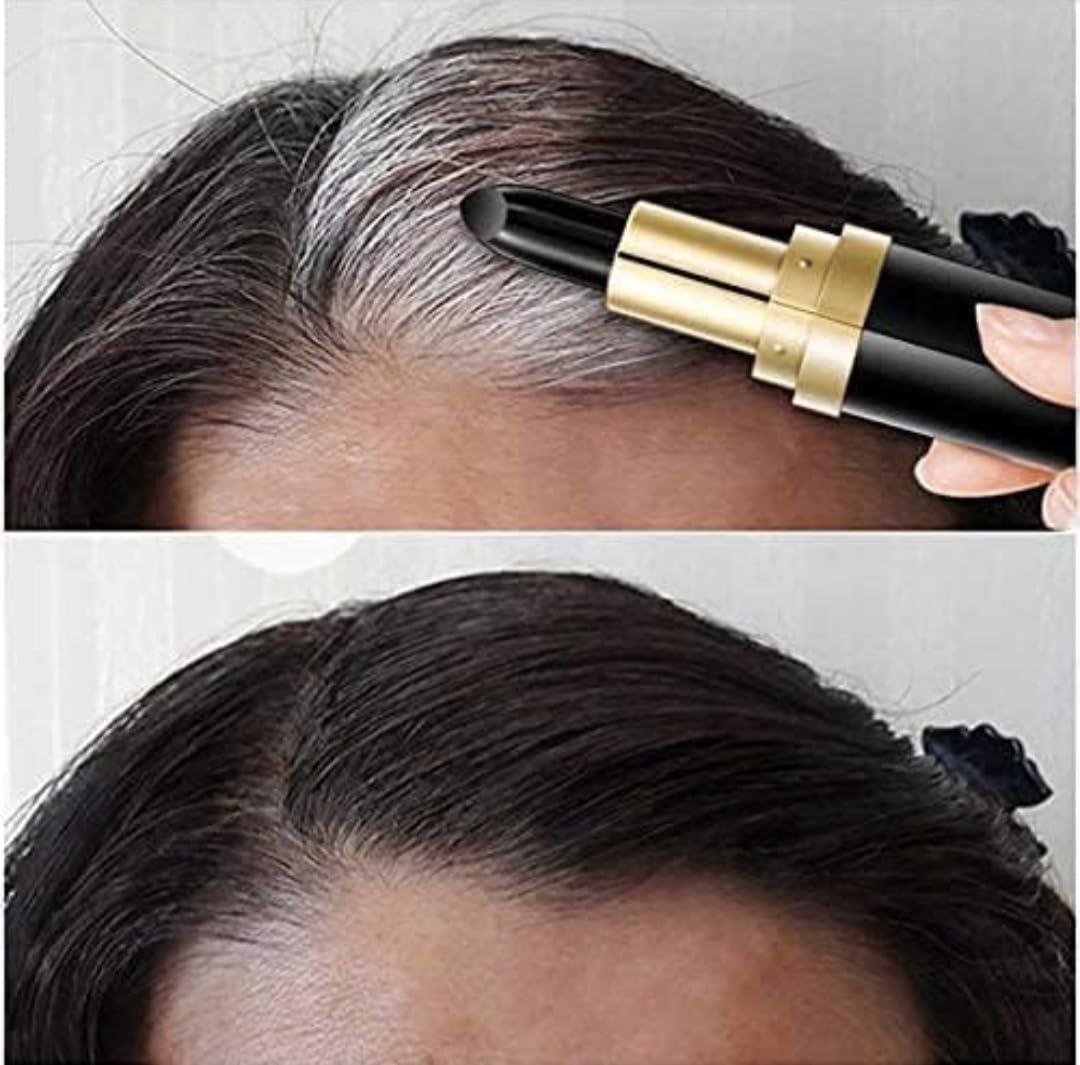 Natural Plant-Based Temporary Hair Dye Pencil - Lipstick Shape for Covering Gray Roots & White Hair | Quick & Easy One-Time Use for Touch-Ups & Styling (Black)