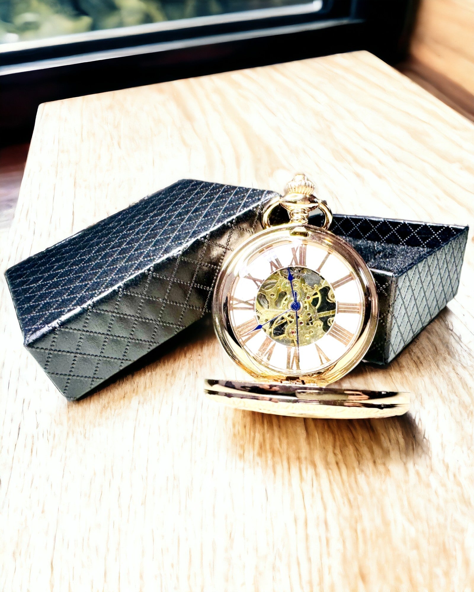 Antique Vintage Style Pocket Watch with Transparent Skeleton Dial - Mechanical Hand Wind Movement - Perfect for Steampunk Costume, Wedding Gift & Collector's Item