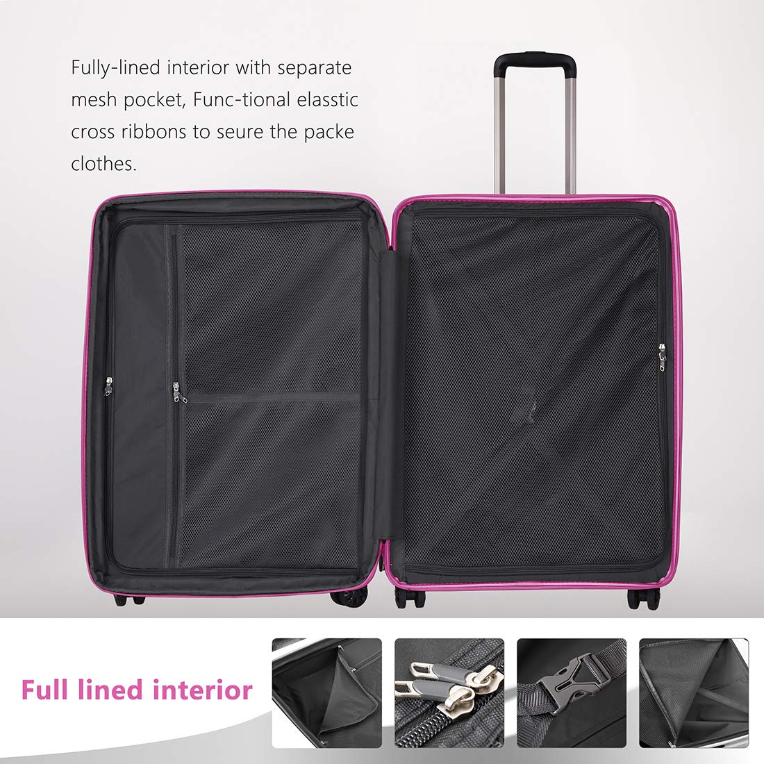 Expandable 2-Piece PP Luggage Set with Spinner Wheels & TSA Lock - 20