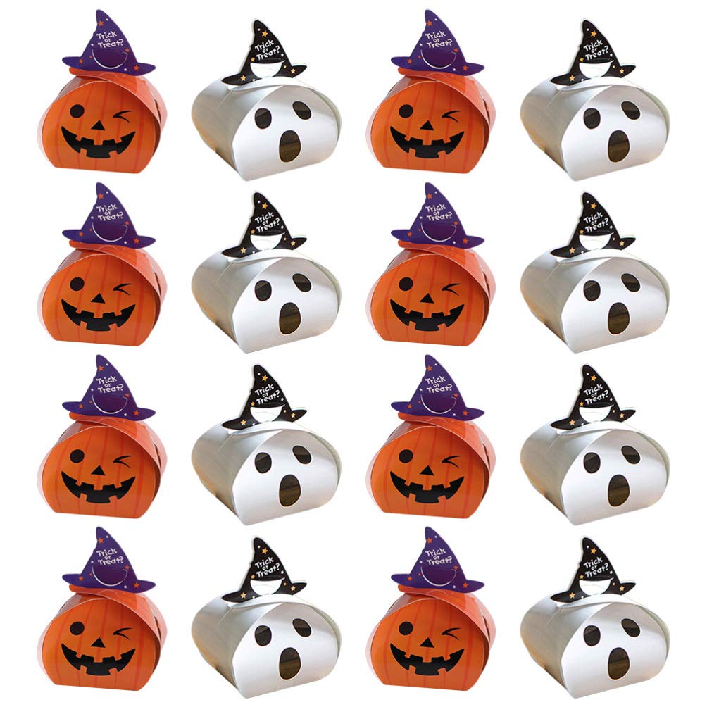 EXCEART 20pcs Halloween Trick or Treat Goodie Bags - Funny Ghost Pumpkin Party Favor Candy Bags for Kids, Halloween Party Decorations & Classroom Treats - Perfect for Trick-or-Treating, School Parties & Spooky Decor