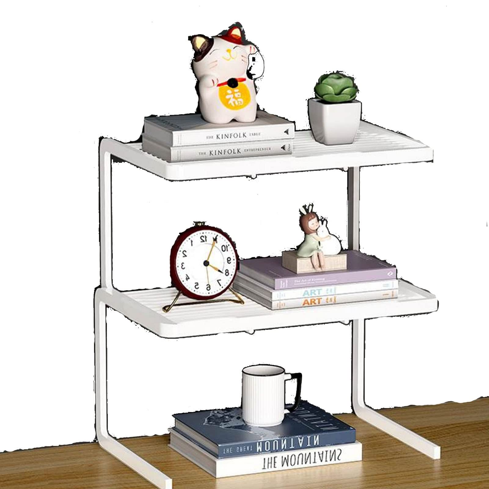 3-Tier Wrought Iron Desktop Organizer - Multifunctional Storage Shelf for Computer Desk, Books & Office Supplies | Space-Saving Design for Dorm, Kitchen & Home Office Organization