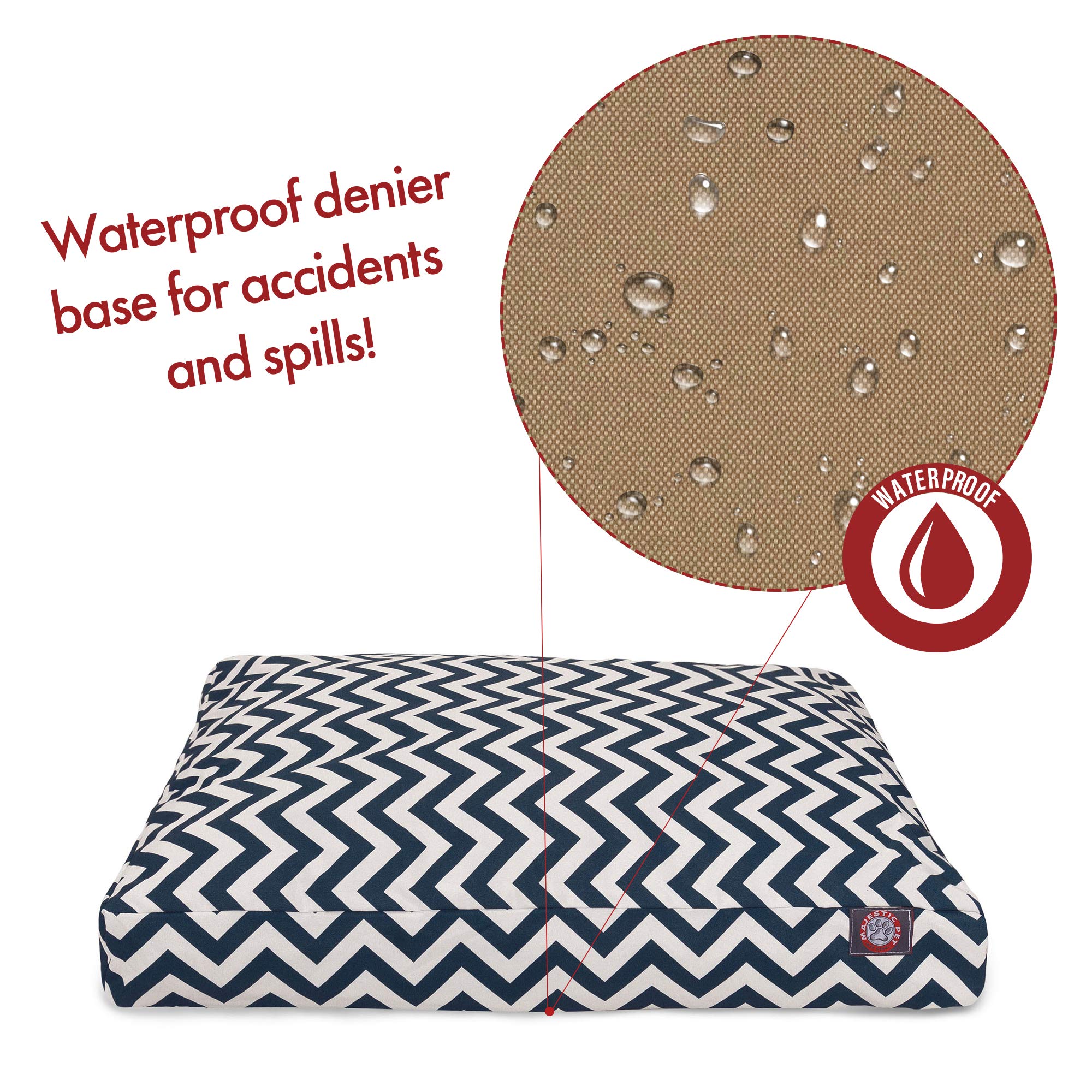 Majestic Pet Chevron Rectangle Washable Dog Bed – Non-Slip Comfortable Crate Bed with Removable Cover – Kennel Bed for Small Dogs, Navy Polyester Fiber – Perfect for Home, Office & Travel Use