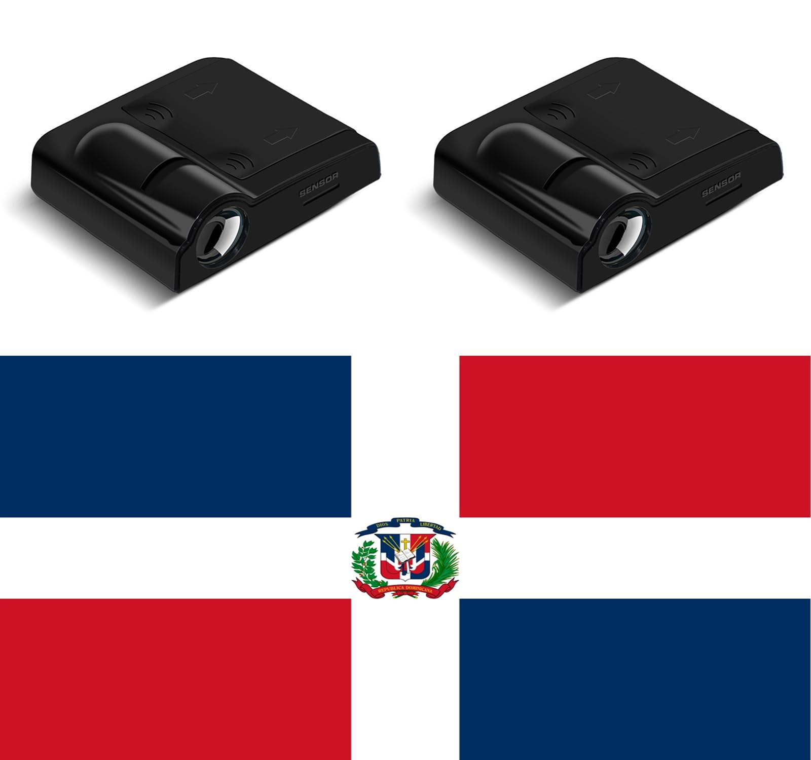 2Pcs Dominican Flag Car Door Lights - HD Logo Projector, Ghost Shadow Welcome Lamp for Cars - Perfect for Dominican Pride, Night Driving & Custom Car Decor