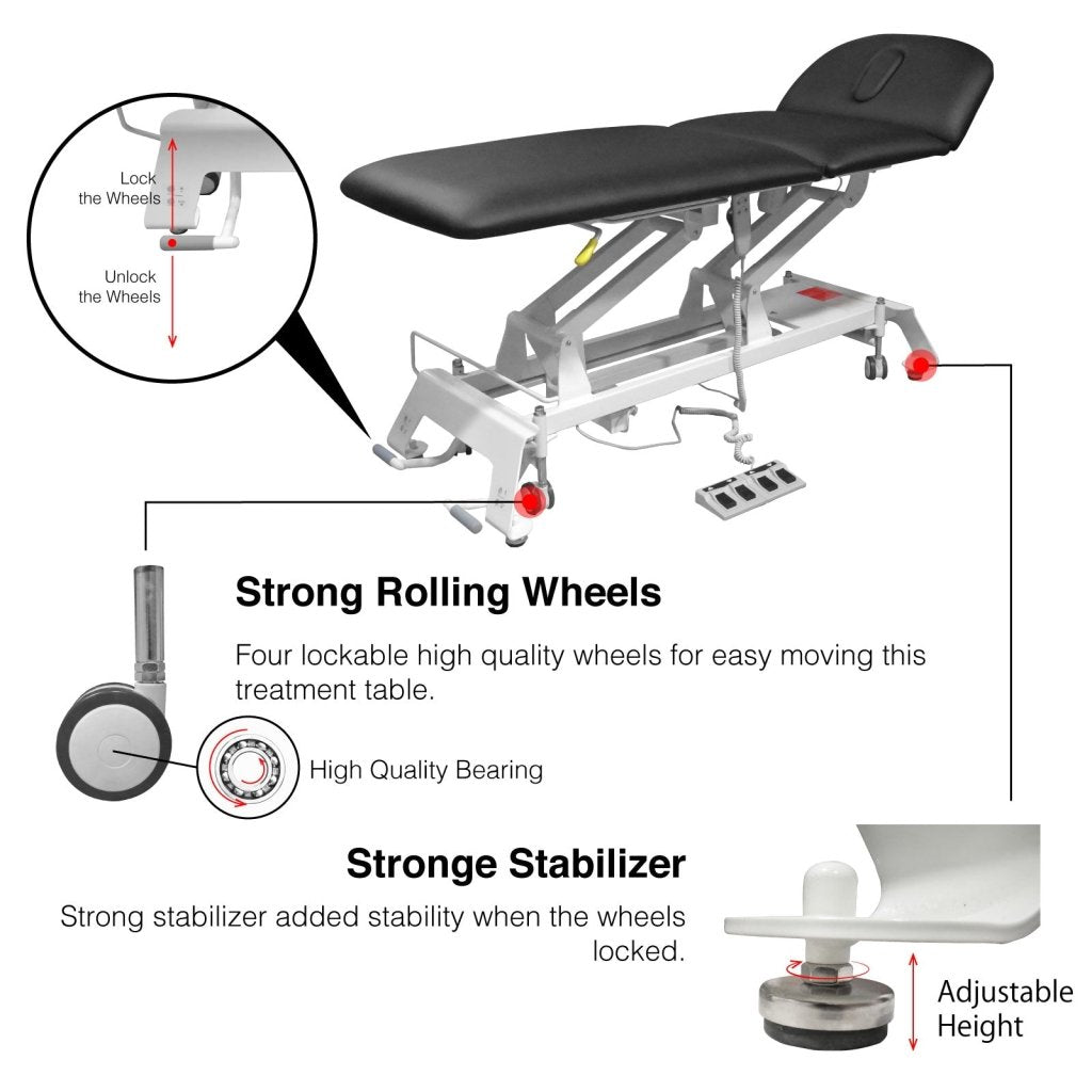 VIVANOVA Professional Deluxe Electric Massage Table with 2 German Dewert Motors - RMT Certified Massage Bed for Chiropractic, Spa & Physical Therapy Treatments