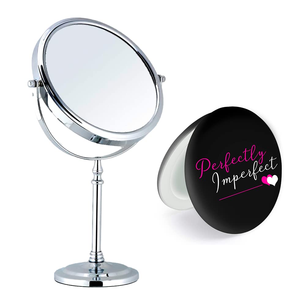 MIRRORVANA 10X Magnifying Travel Mirror with LED Lights - Double-Sided Compact Makeup Mirror for Precise Makeup Application, Perfect for Travel, Home & Salon Use