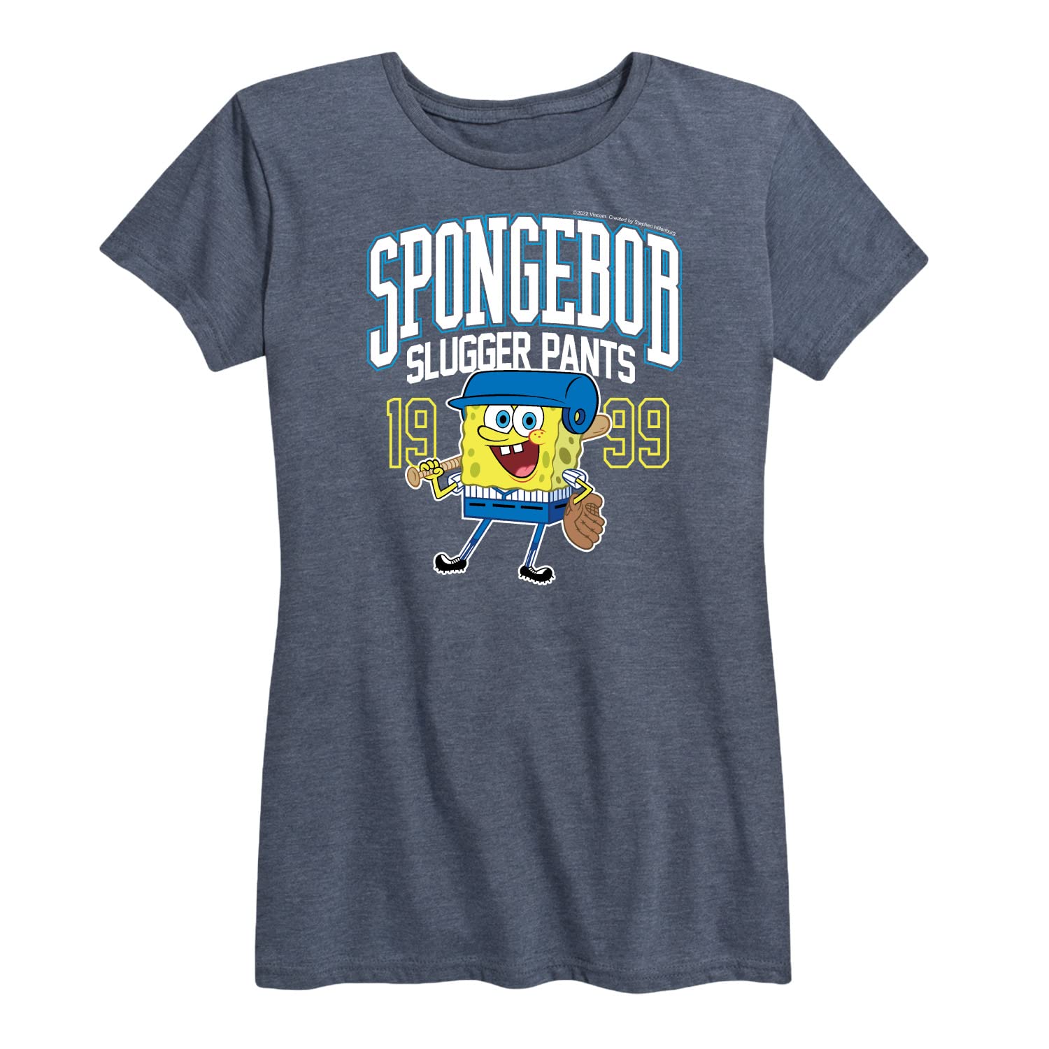 HYBRID APPAREL Spongebob Squarepants Women's Graphic T-Shirt - Soft Short Sleeve Casual Tee with Spongebob Slugger Design - Perfect for Cartoon Fans, Casual Wear & Gift Giving