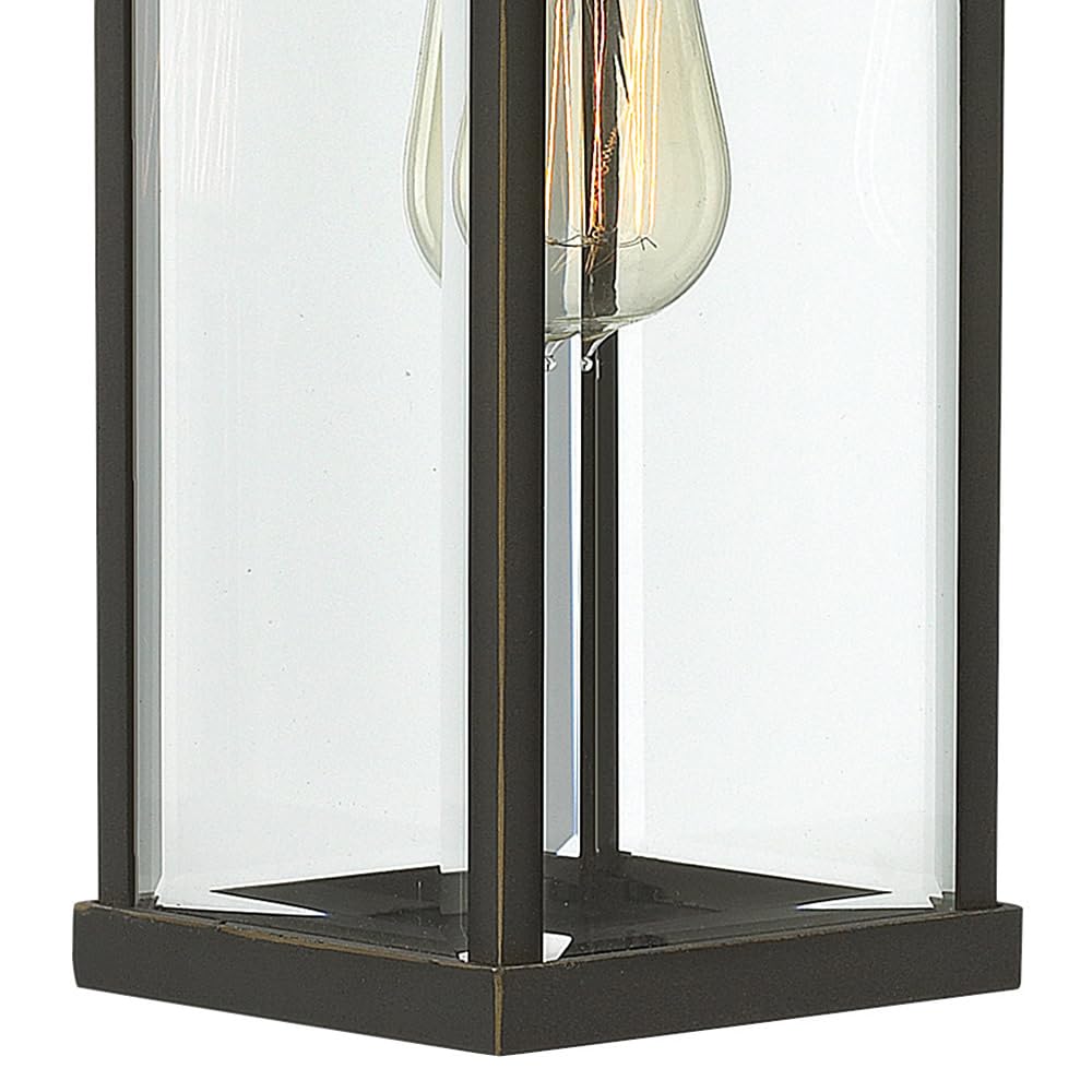 Hinkley Manhattan Collection One Light Medium Outdoor Wall Mount - Oil Rubbed Bronze with Clear Glass - Perfect for Porch, Patio, and Entryway Lighting