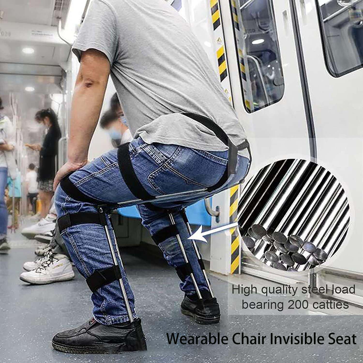 Portable Wearable Chair - Invisible Folding Seat for Outdoor, Travel & Standing Work - Lightweight & Hands-Free Support for Hiking, Camping & Long Work Shifts