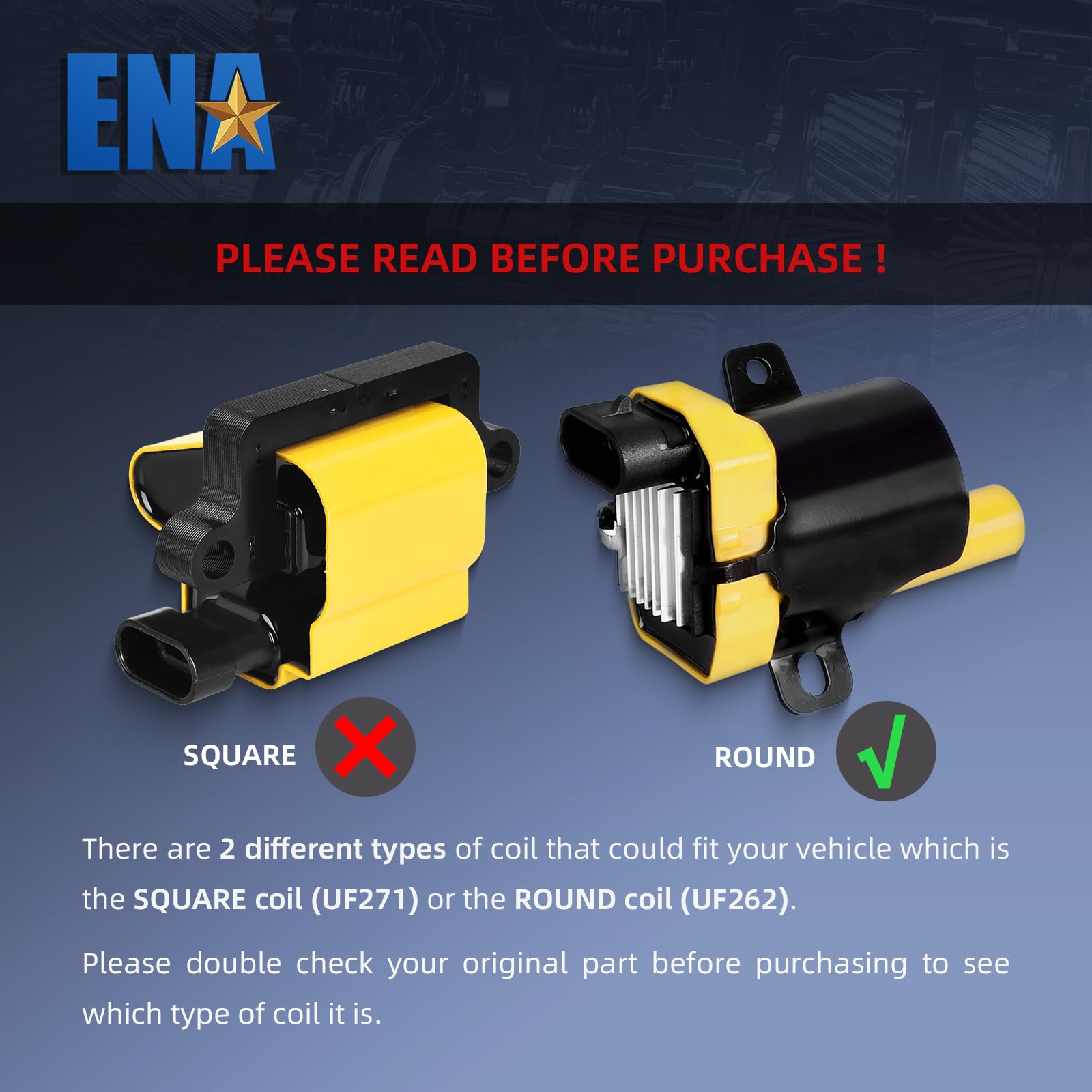 ENA 8-Piece Ignition Coil Pack & Platinum Spark Plug Wire Set - Compatible with Cadillac Chevrolet 4.8L 5.3L 6.0L Engines (Rainier, Escalade, Express, SSR, Suburban, Tahoe) - Replaces UF262, 41-962, 9748RR - Improves Engine Performance & Fuel Efficiency for Smooth Driving