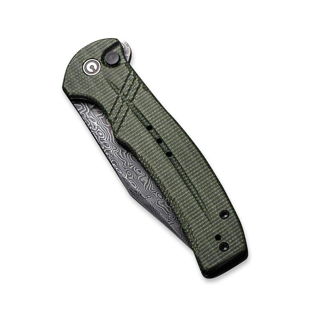 CIVIVI Button Lock Elementum Damascus Folding Knife - Premium EDC Pocket Knife with Razor Sharp Blade for Outdoor, Camping & Everyday Carry
