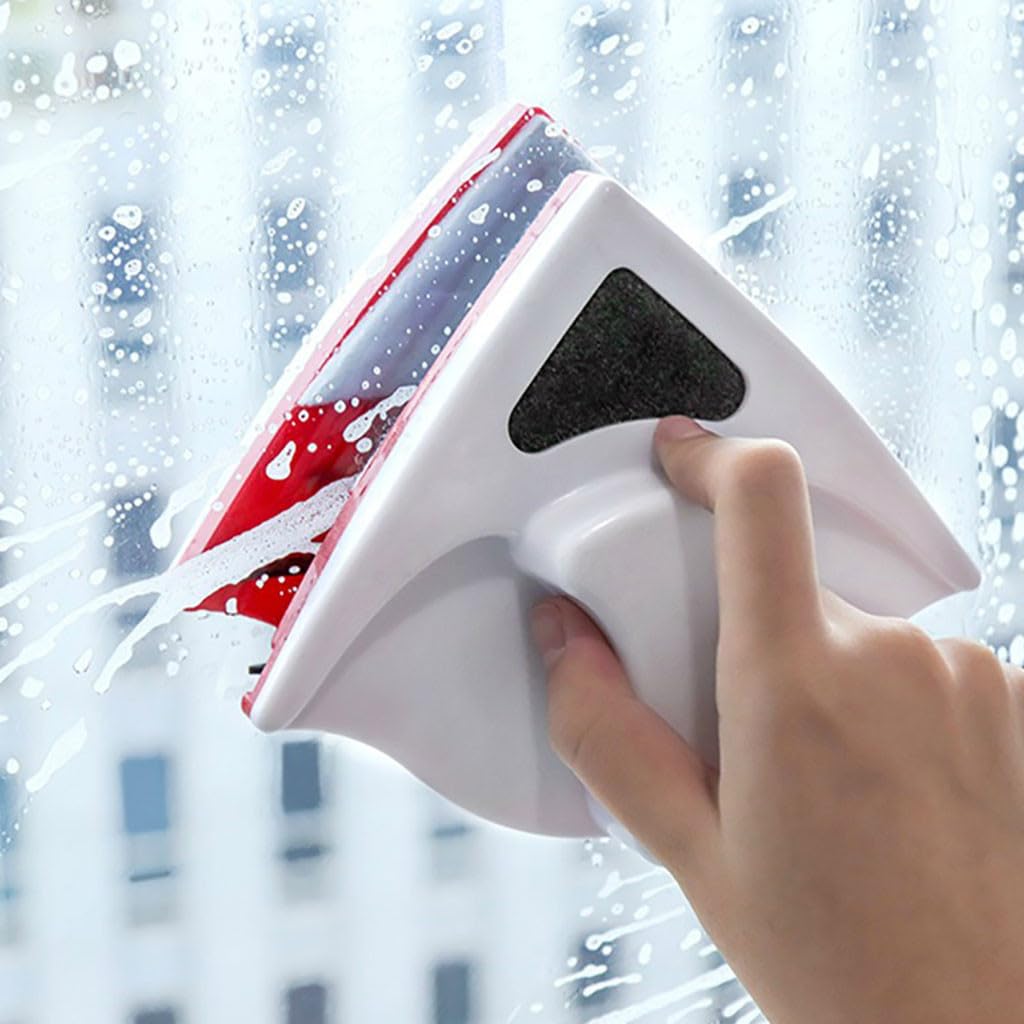 Double Sided Magnetic Window Cleaner for Thick Glass (3-10mm) - Heavy Duty Indoor/Outdoor Window Cleaning Tool with Safety Rope - Perfect for High-Rise Buildings, Skyscrapers & Hard-to-Reach Windows