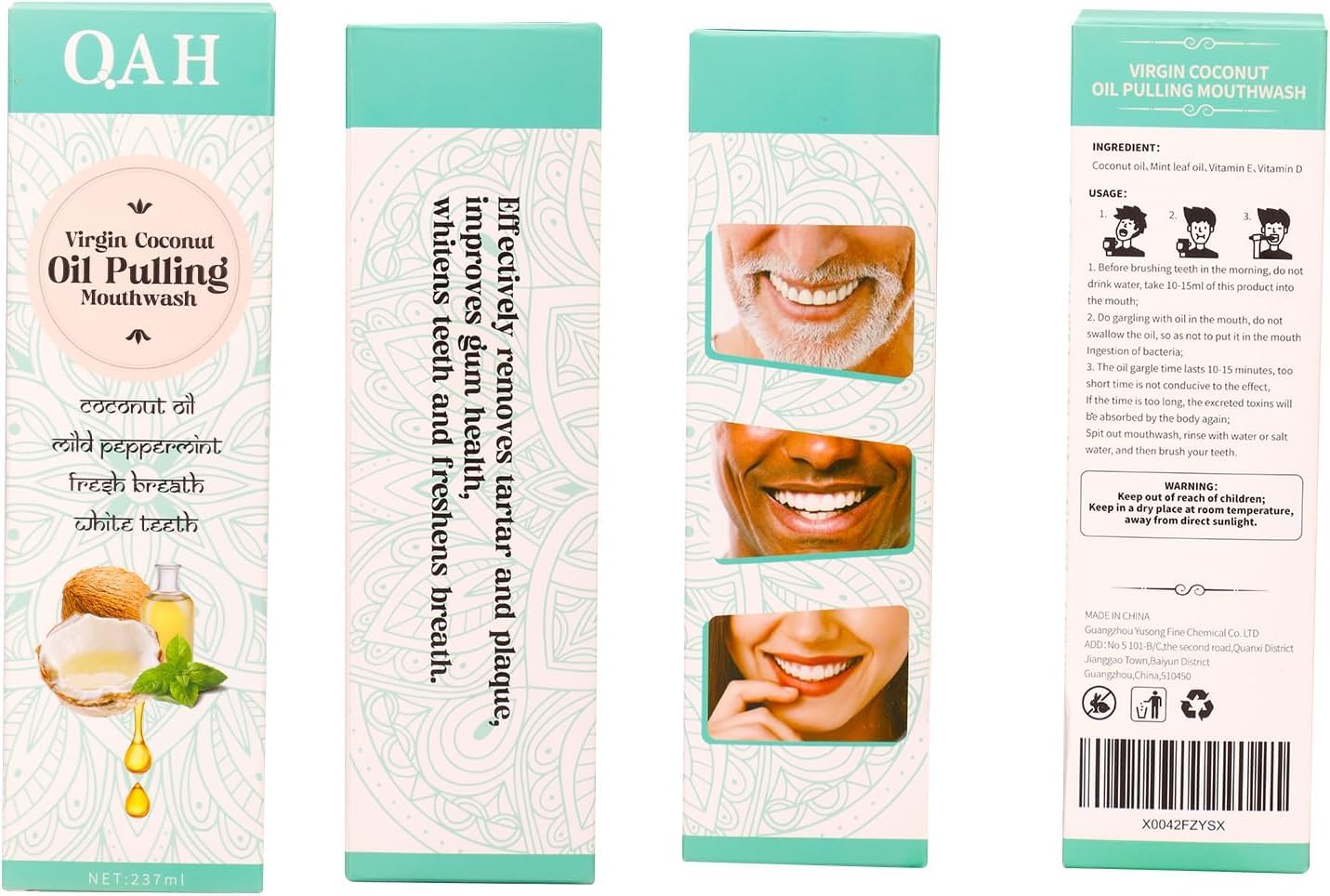Organic Coconut Oil Pulling for Teeth Whitening & Oral Care - Natural Mint Flavor Mouthwash for Fresh Breath & Healthy Gums (8 Fl Oz) - Perfect for Daily Dental Routine & Natural Whitening Solution