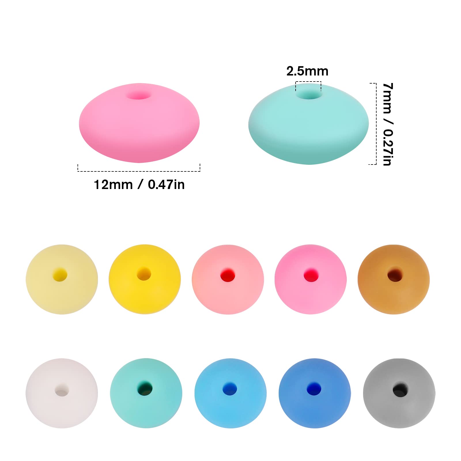 12mm Silicone Beads 100PCS for Jewelry Making & DIY Crafts - Keychains, Bracelets