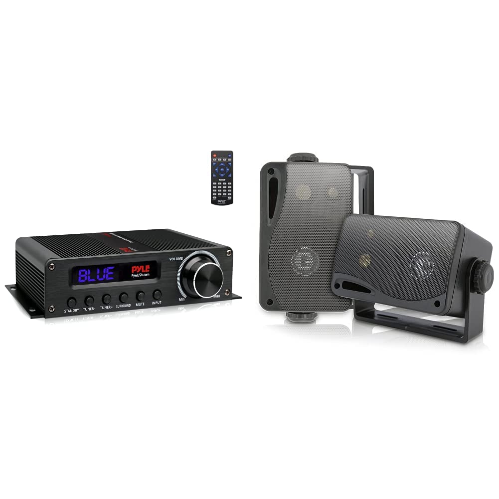 100W 5.1 Channel Wireless Bluetooth Home Theater Amplifier Receiver with HDMI, AUX & FM Radio - Surround Sound System for Home Audio w/12V Adapter & 3-Way Mini Speakers (Black) | Perfect for Movie Nights, Gaming & Music Listening