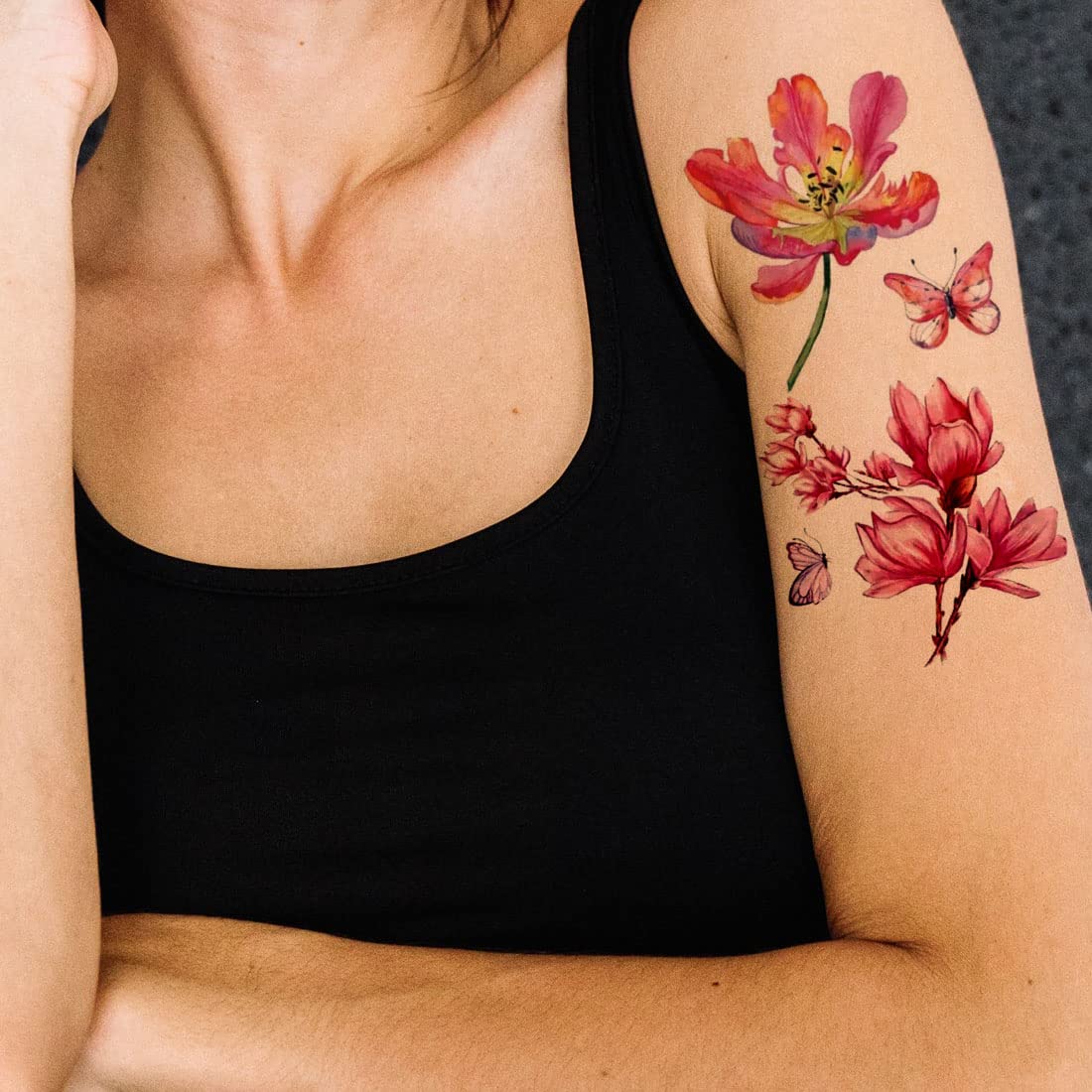 Waterproof Lily Flower Temporary Tattoo for Men & Women - Long Lasting Fake Body Art for Parties, Festivals & Summer Beach Looks