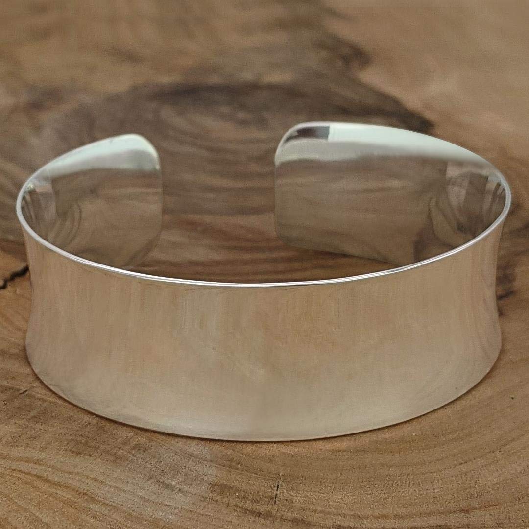 925 Sterling Silver Bangles for Women - Elegant Adjustable Cuff Bracelet, Solid Silver Concave Bangle, Luxury Gift for Granddaughter - Perfect for Weddings, Anniversaries & Special Occasions