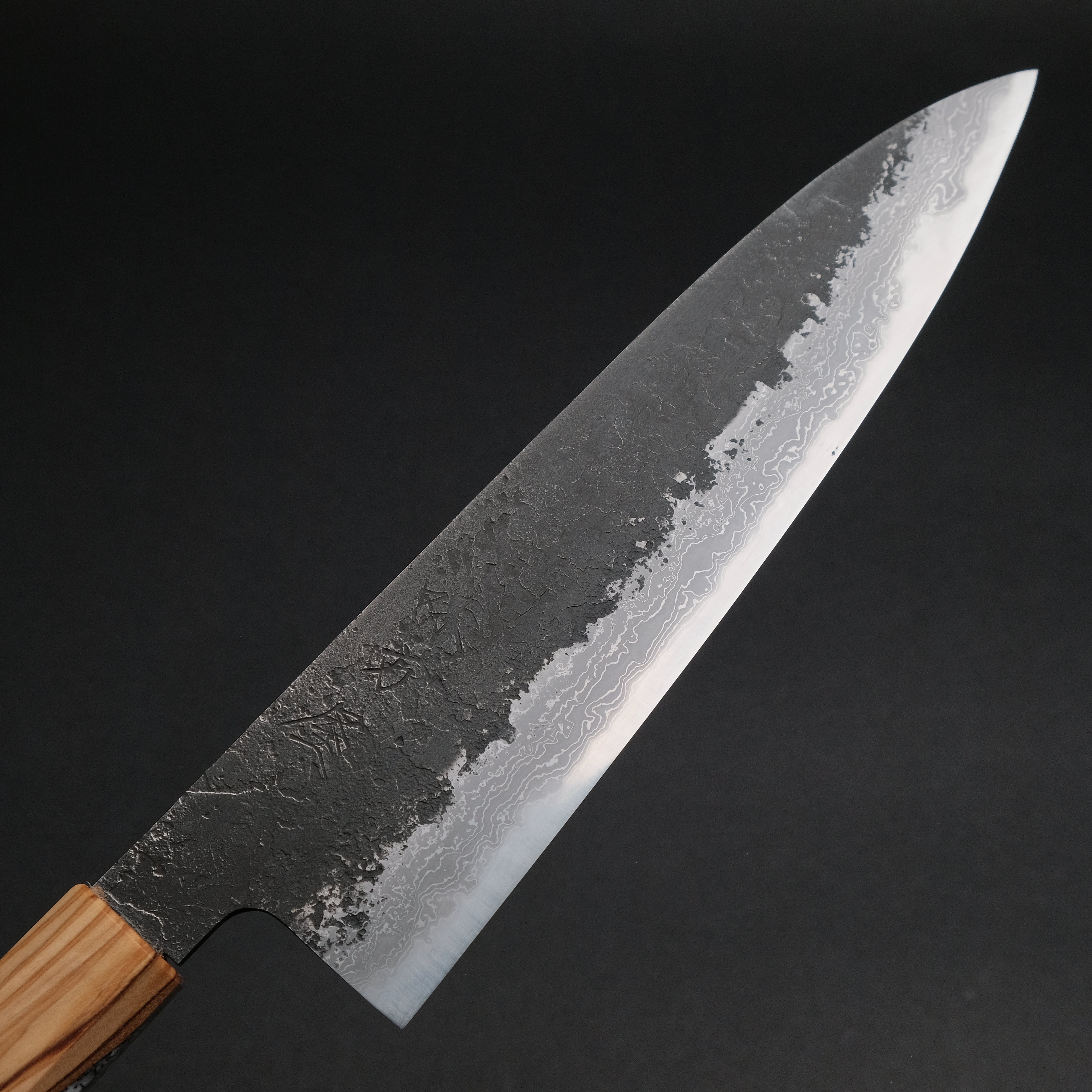 Premium Ajikataya White #2 Nashiji Damascus Gyuto 210mm Japanese Chef Knife with Olive/TQRV Handle (#45) - Perfect for Sushi, Meat Slicing & Professional Kitchen Use