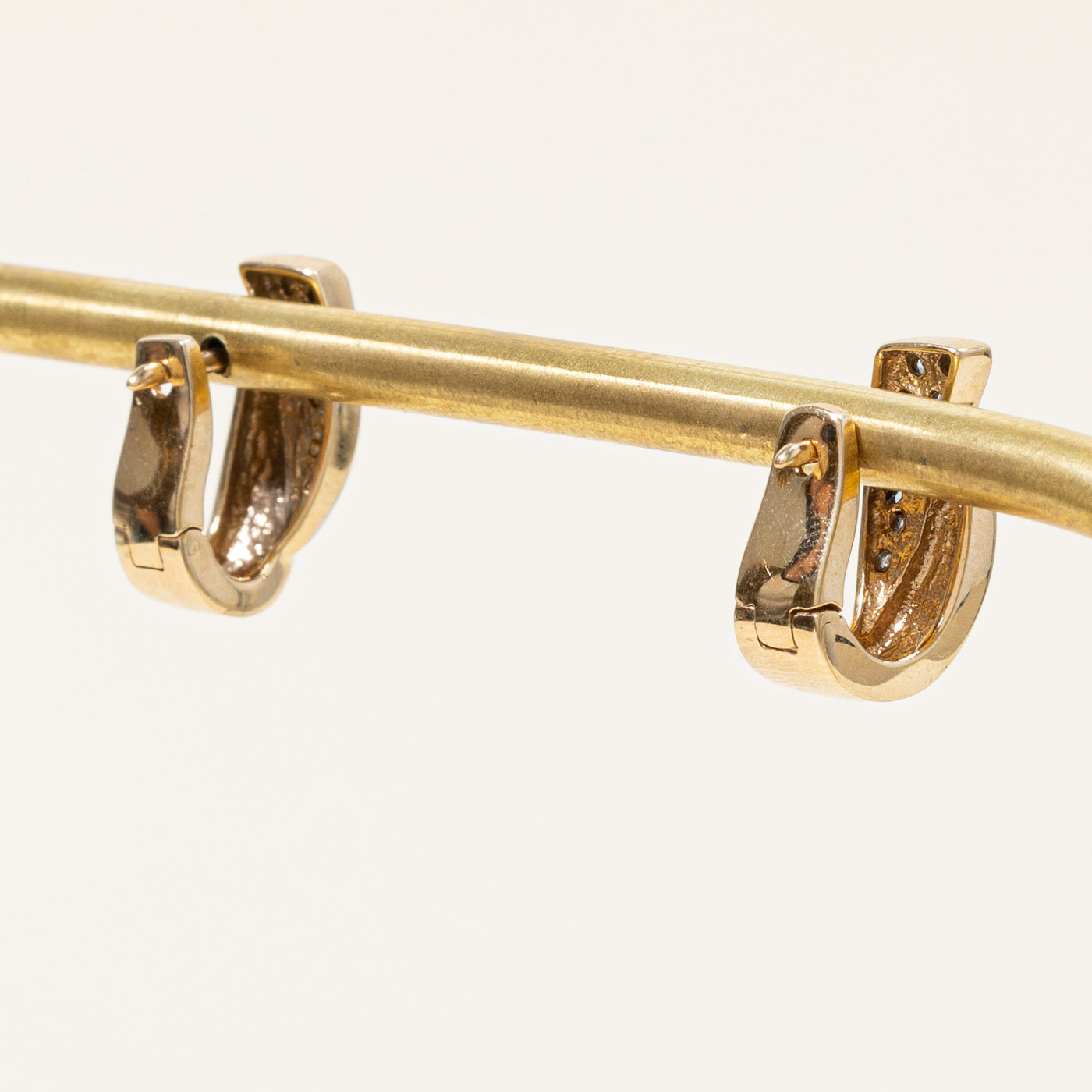 0.14ctw Diamond Huggie Hoop Earrings for Women - 14K Gold Plated Stud Earrings for Everyday Wear & Special Occasions