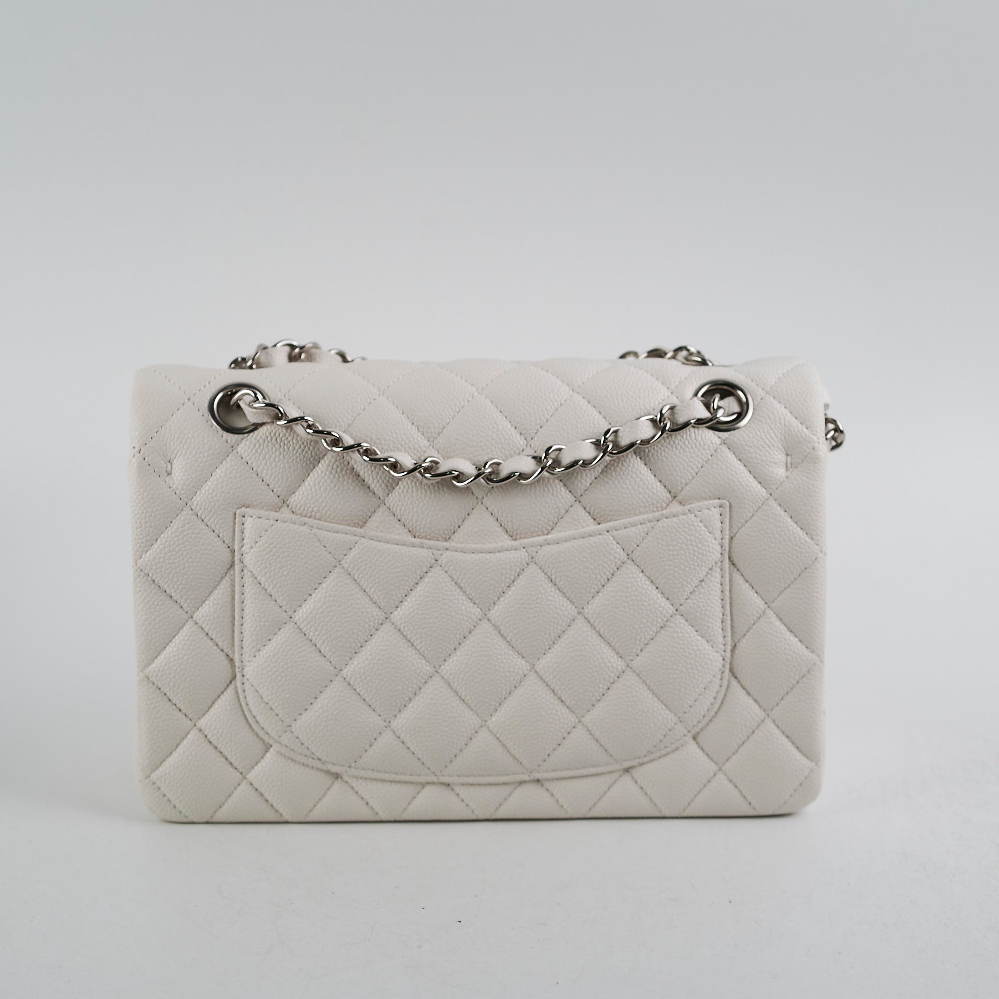 Chanel Caviar Small Double Classic Flap Bag White 30 Series - Luxury Crossbody Purse for Women, Perfect for Parties & Date Nights