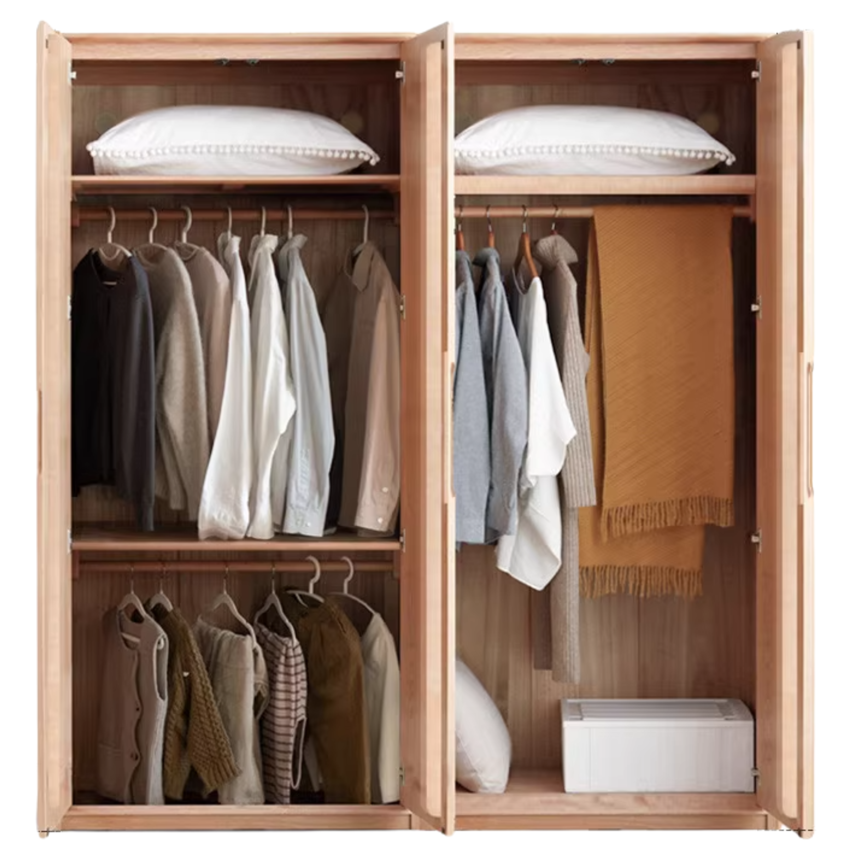 69.3x22.4x86.6 inch / 176x57x220 сm / Creamy - natural color/ Four-Door Wardrobe Type A