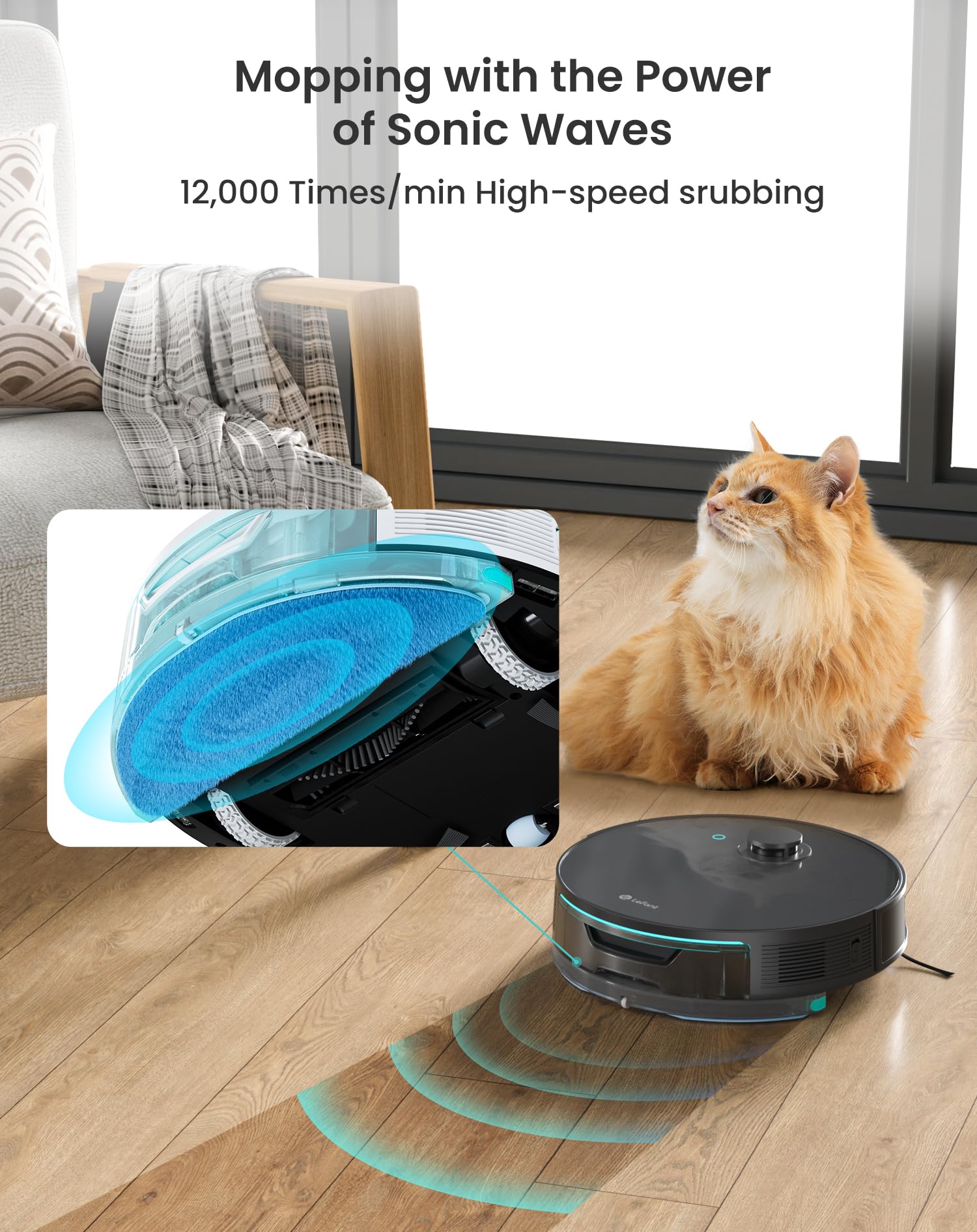 Lefant Robot Vacuum and Mop Combo - 4000Pa Strong Suction, Smart Lidar Navigation with dToF Sensors, Auto Carpet Detection, Sonic Mopping, WiFi/App/Alexa Control - Perfect for Hardwood Floors, Carpets and Pet Hair Cleaning
